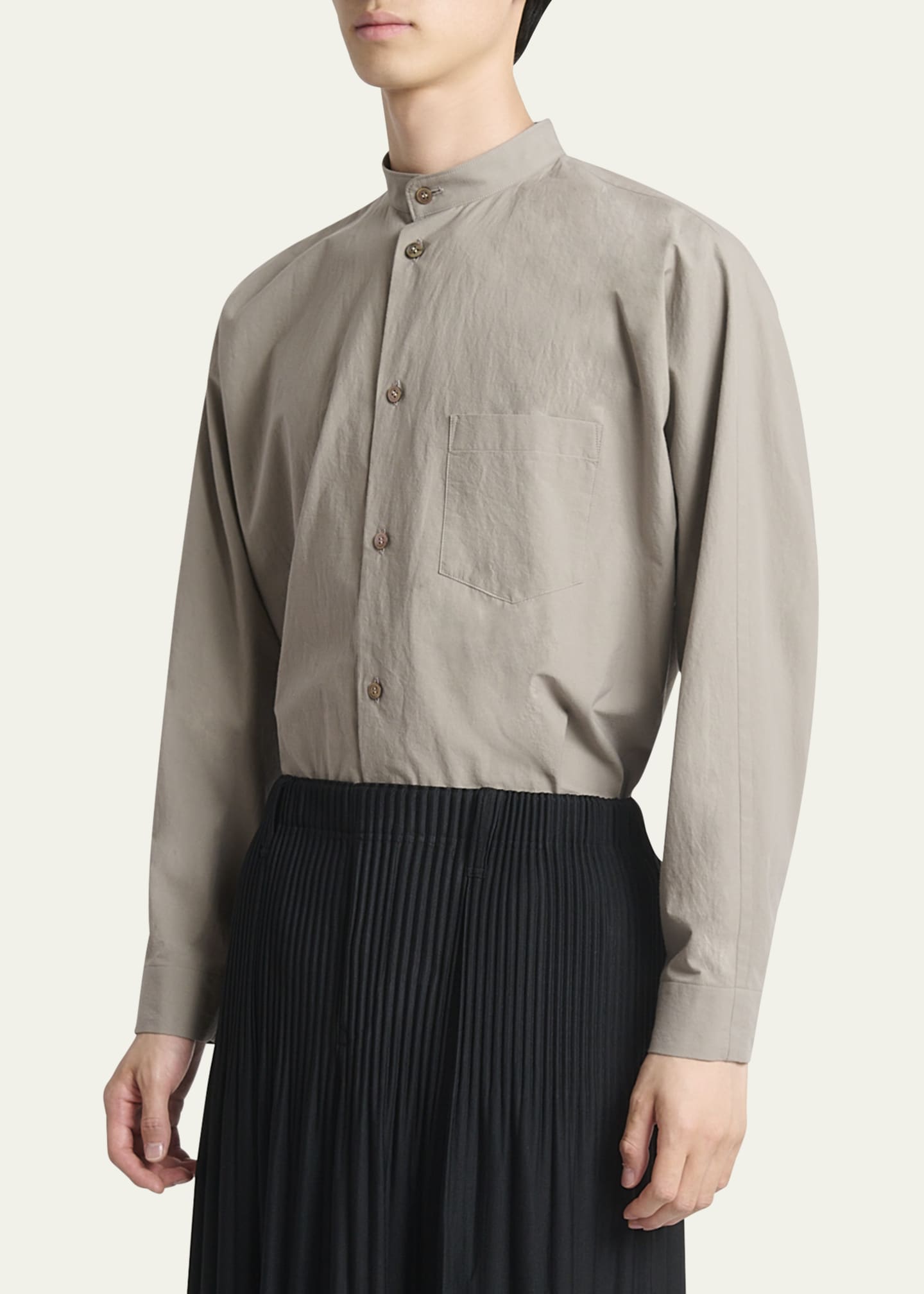 Homme Plisse Issey Miyake Men's Streamline Band-Collar Sport Shirt Image 4 of 5