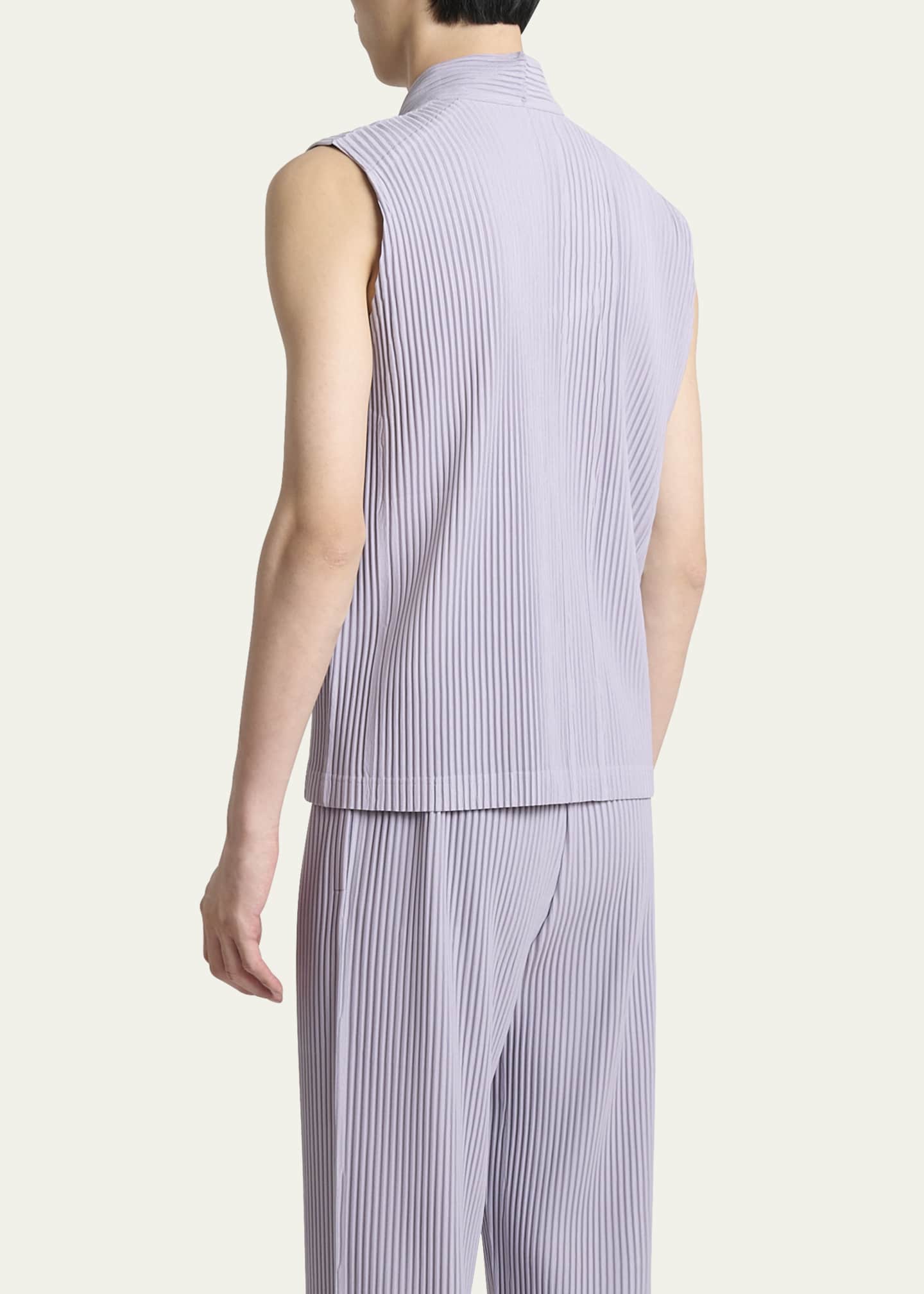 Homme Plisse Issey Miyake Men's Pleated Self-Tie Sleeveless Shirt Image 3 of 5