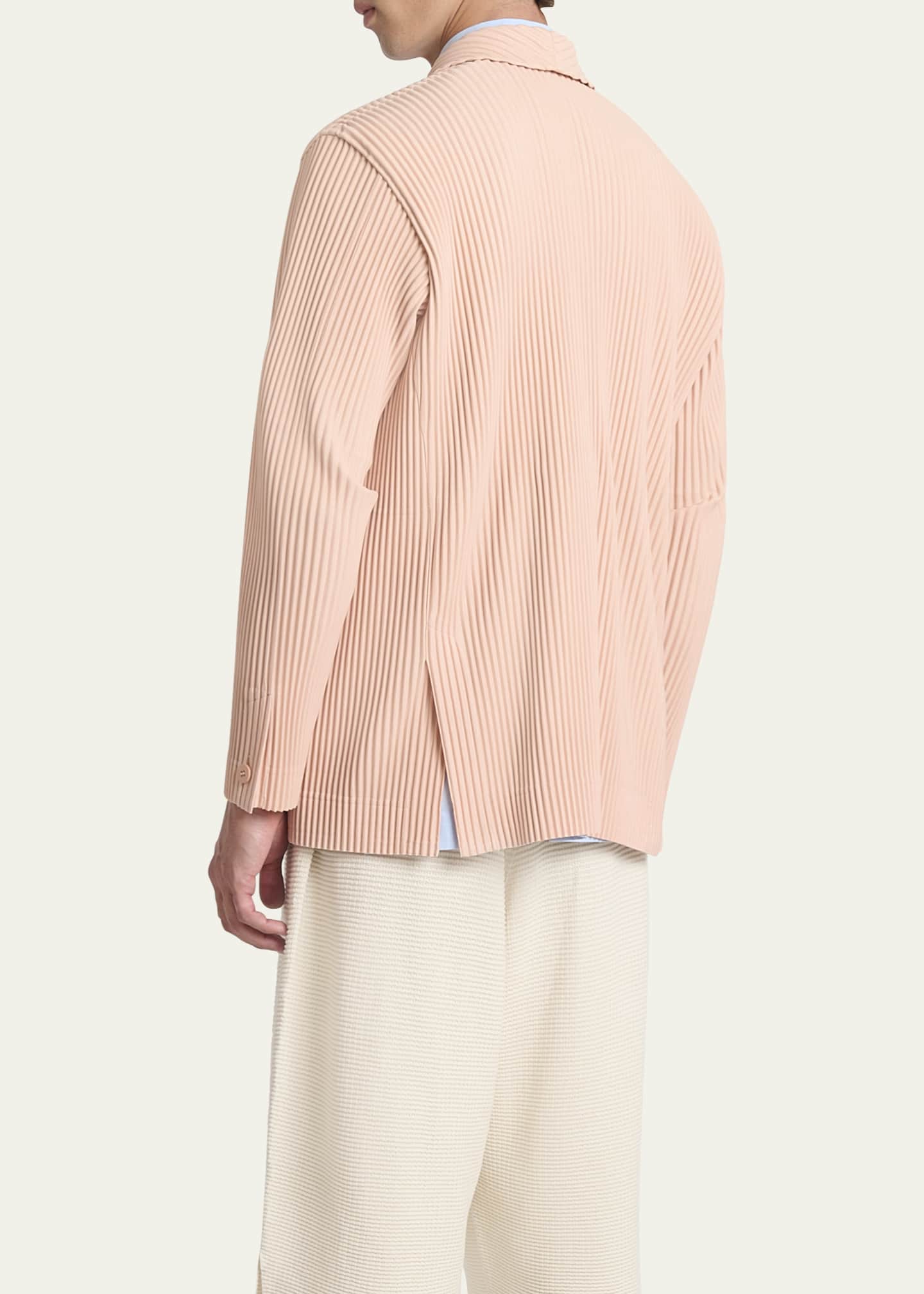 Homme Plisse Issey Miyake Men's Pleated Double-Breasted Sport Coat Image 3 of 5