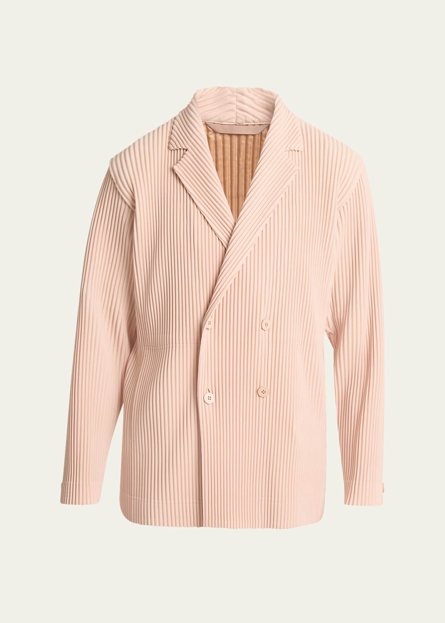 Homme Plisse Issey Miyake Men's Pleated Double-Breasted Sport Coat Image 1 of 5