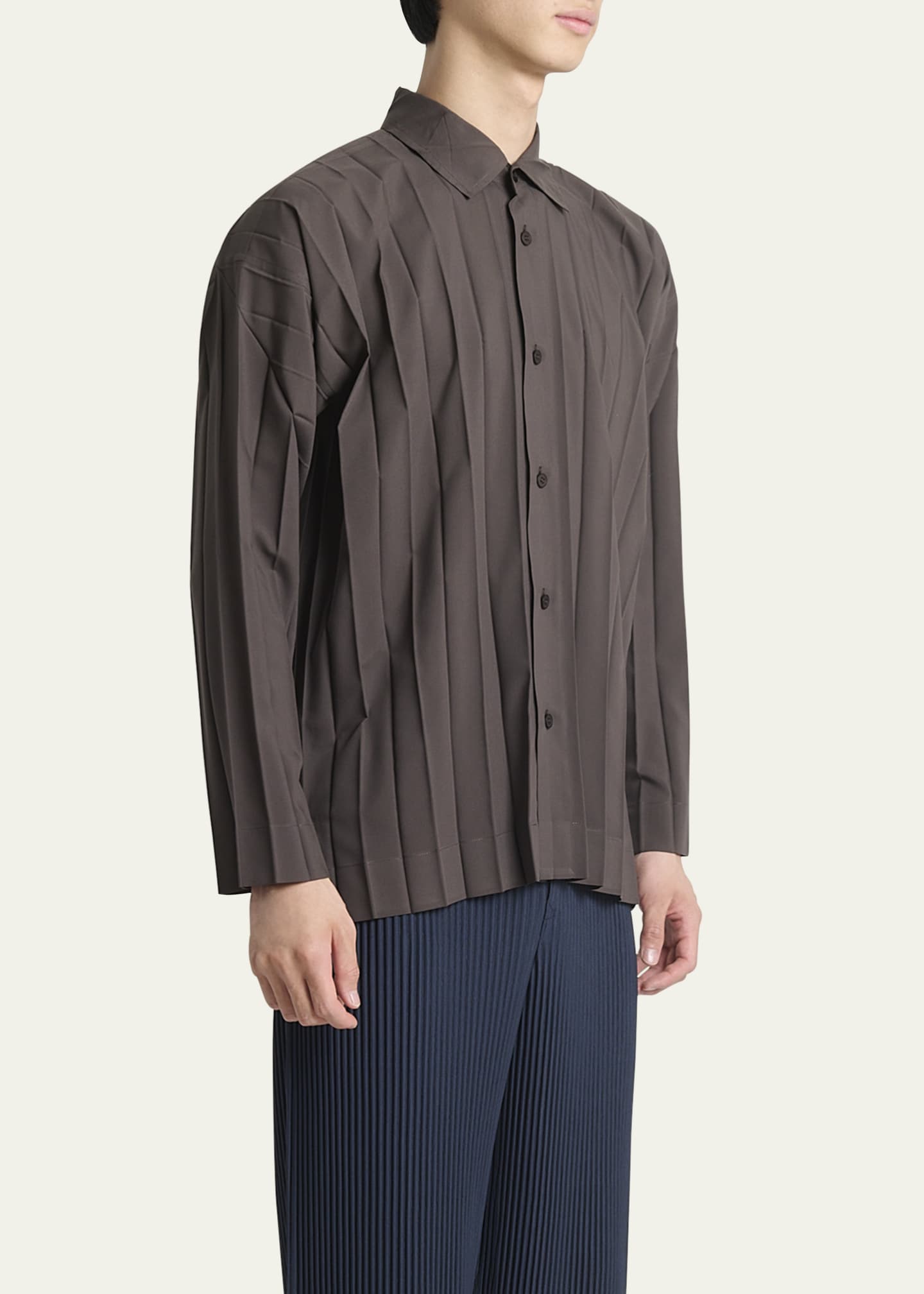 Homme Plisse Issey Miyake Men's Edge Pleated Sport Shirt