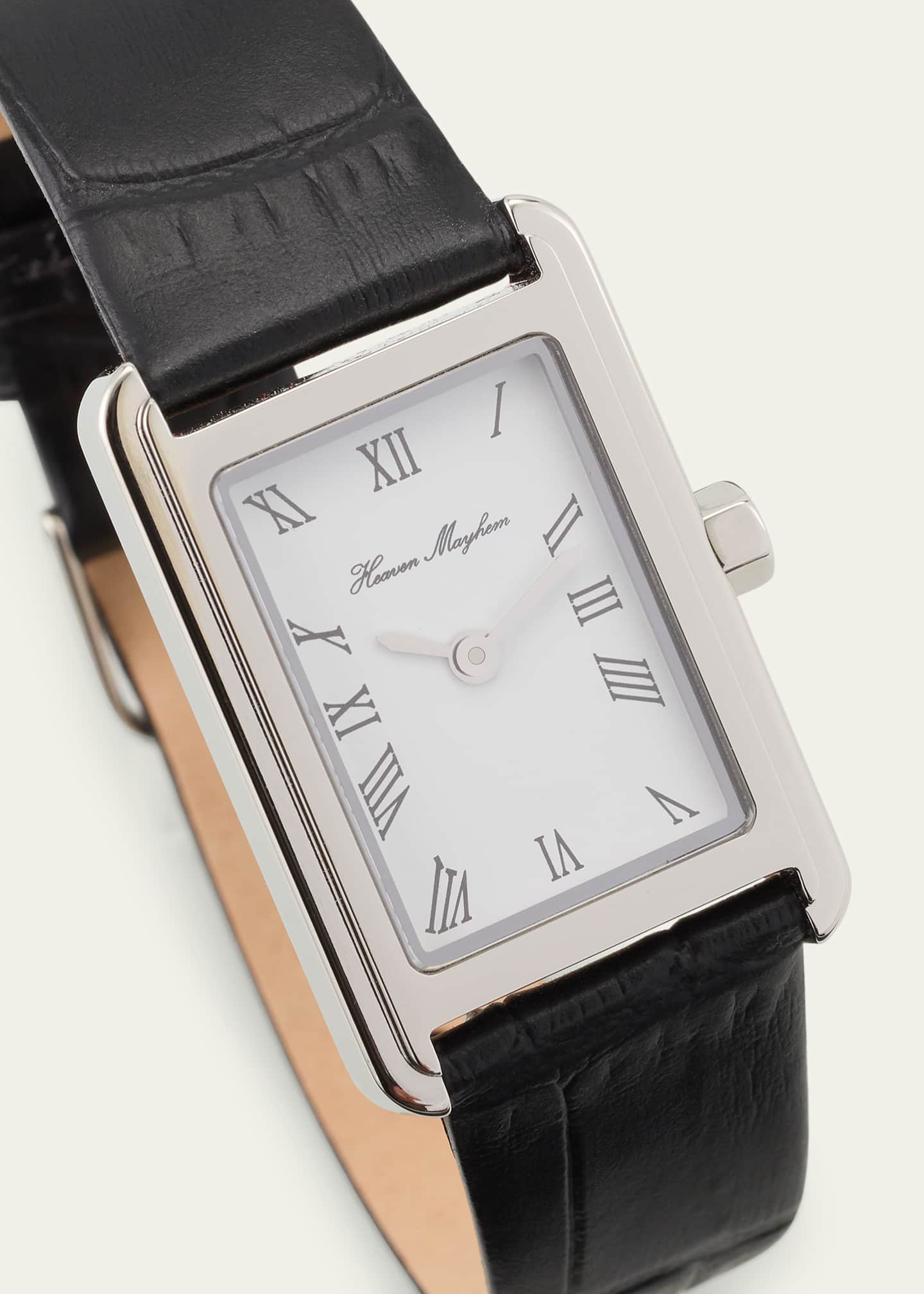 Heaven Mayhem Icon Watch with Leather Strap, Silver Image 3 of 4