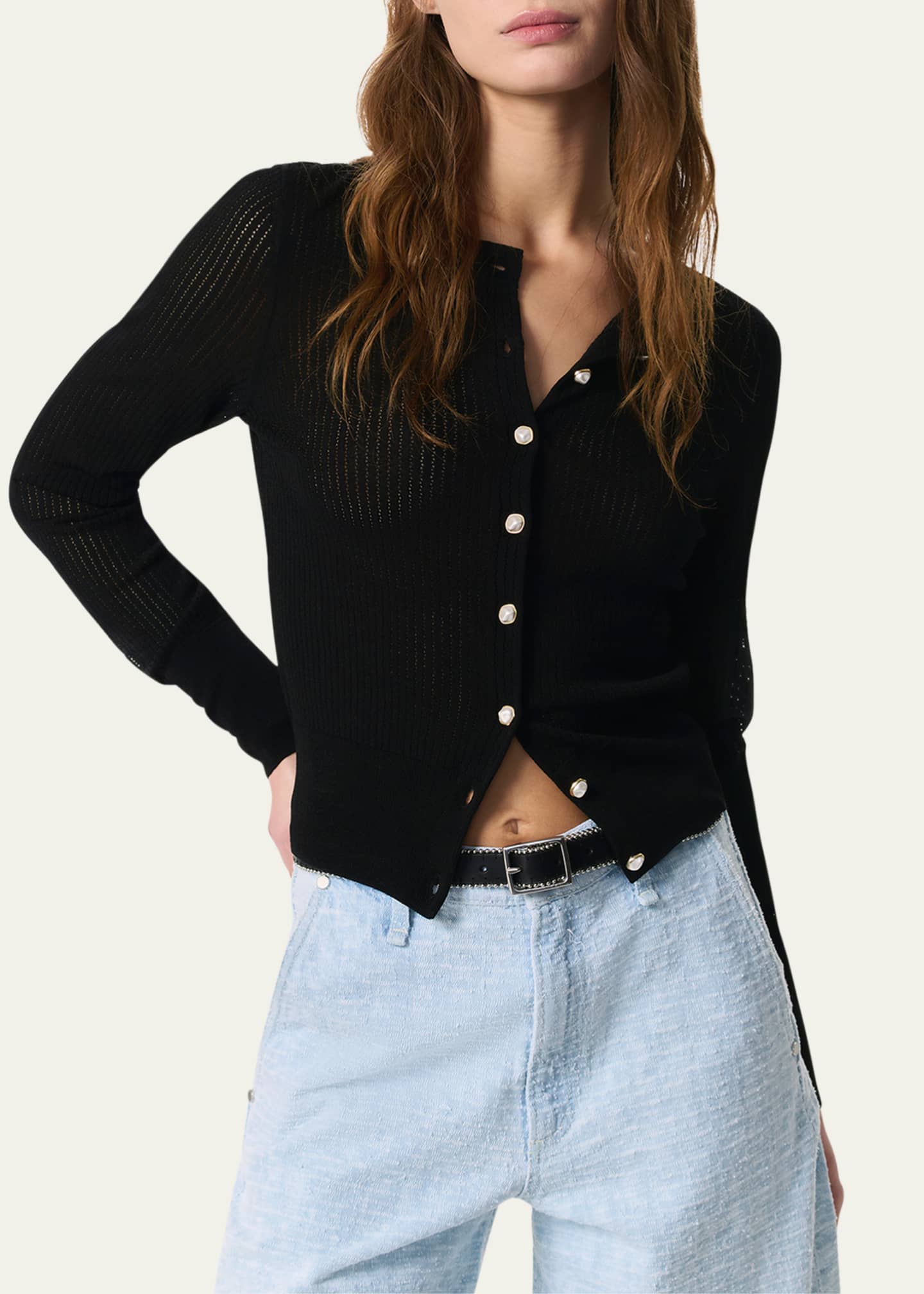 Rag & Bone Molly Pointelle Knit Cardigan Image 4 of 5