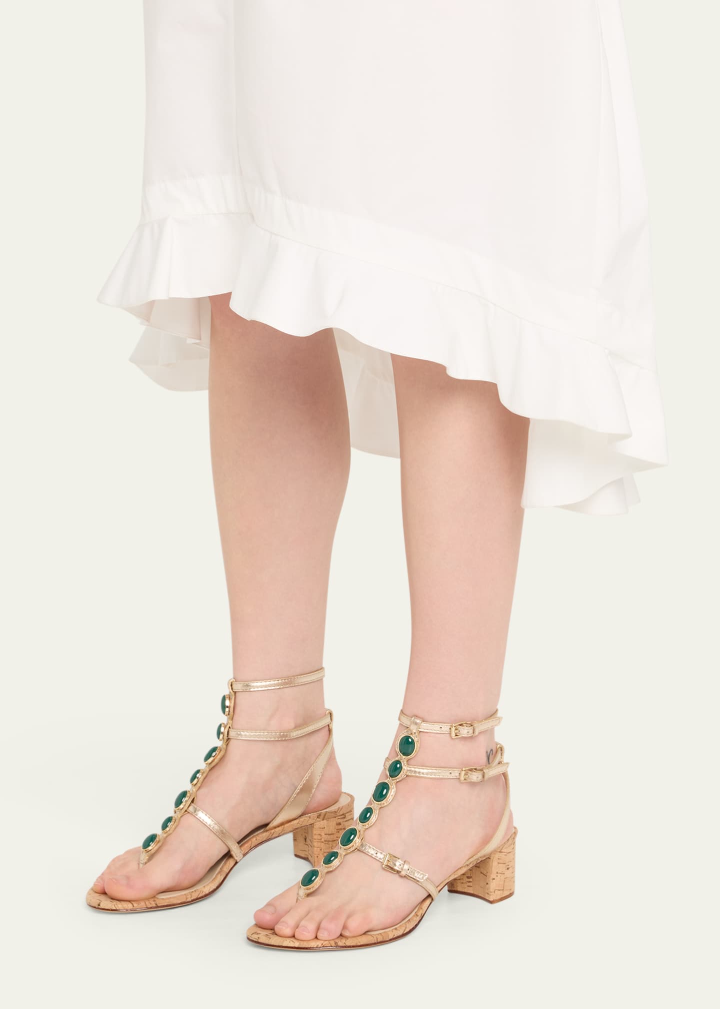 Jade Metallic Leather Cork Sandals - Thumbnail 2