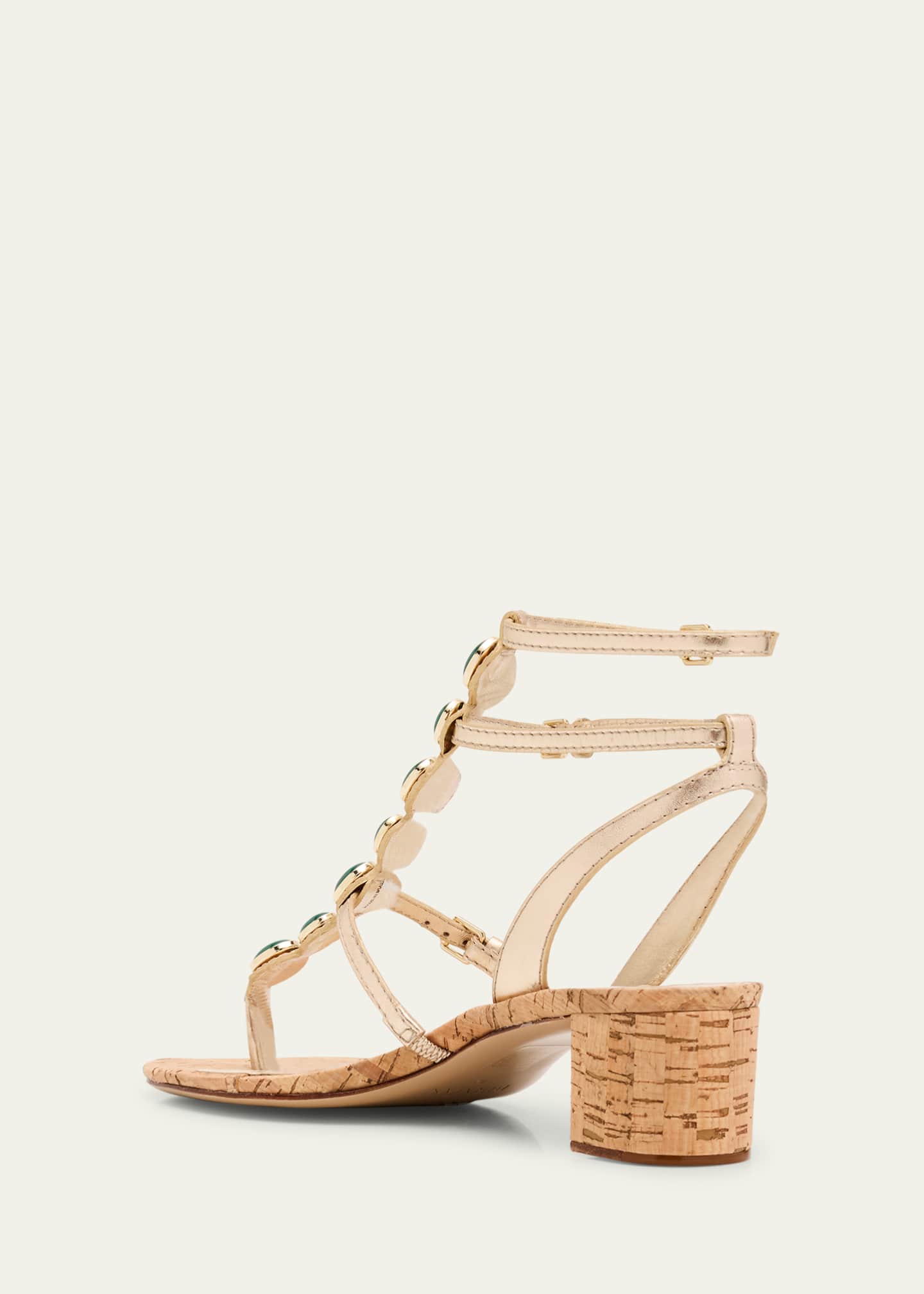 Jade Metallic Leather Cork Sandals - Thumbnail 4
