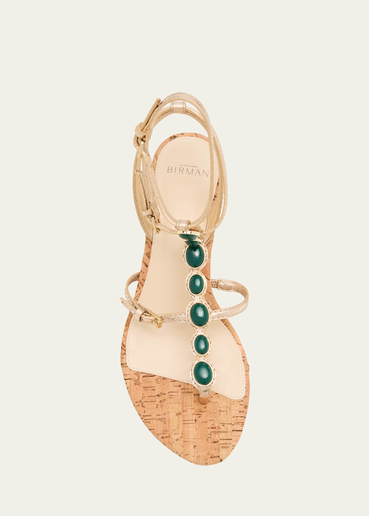 Jade Metallic Leather Cork Sandals - Thumbnail 6