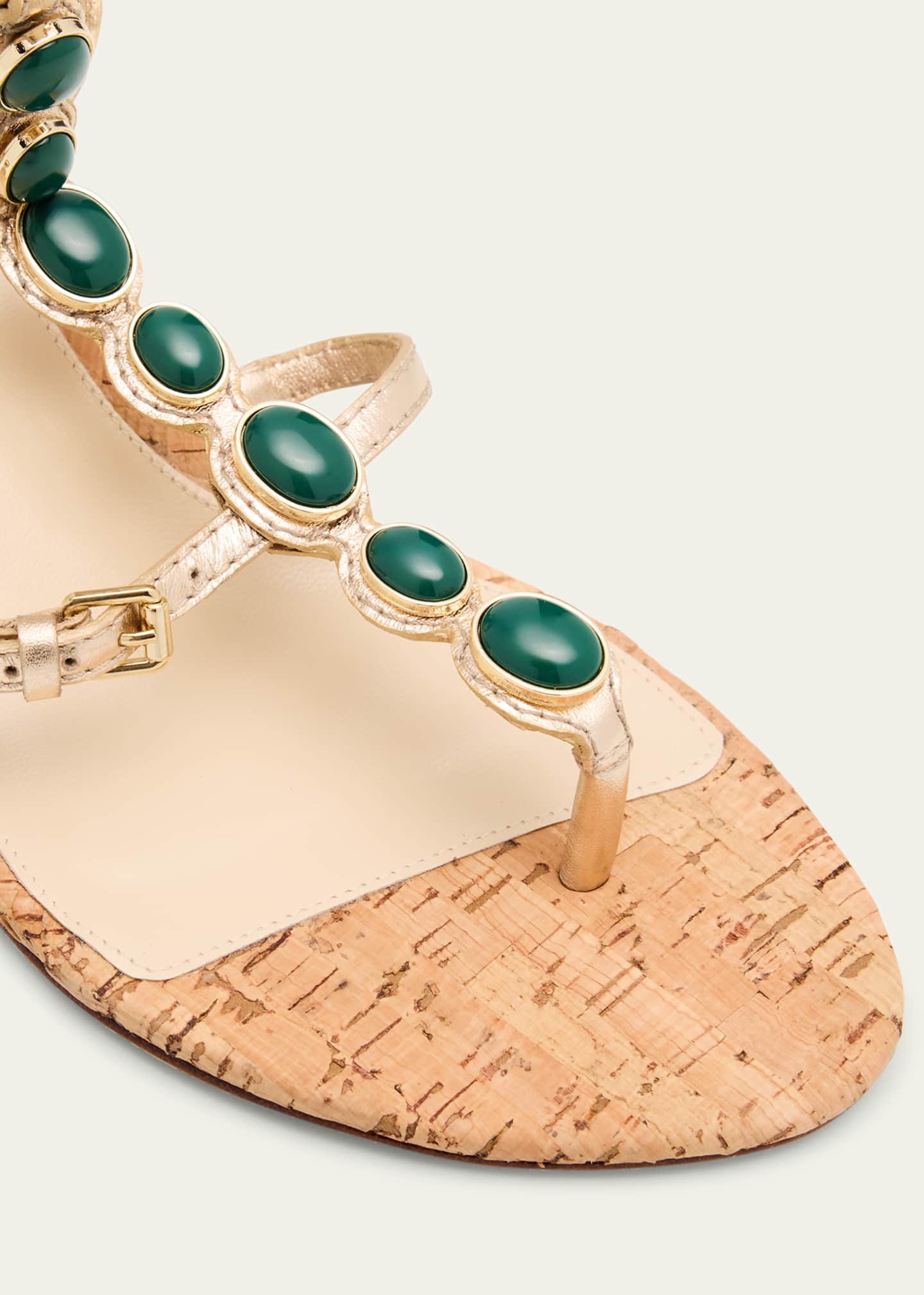 Jade Metallic Leather Cork Sandals - Thumbnail 5