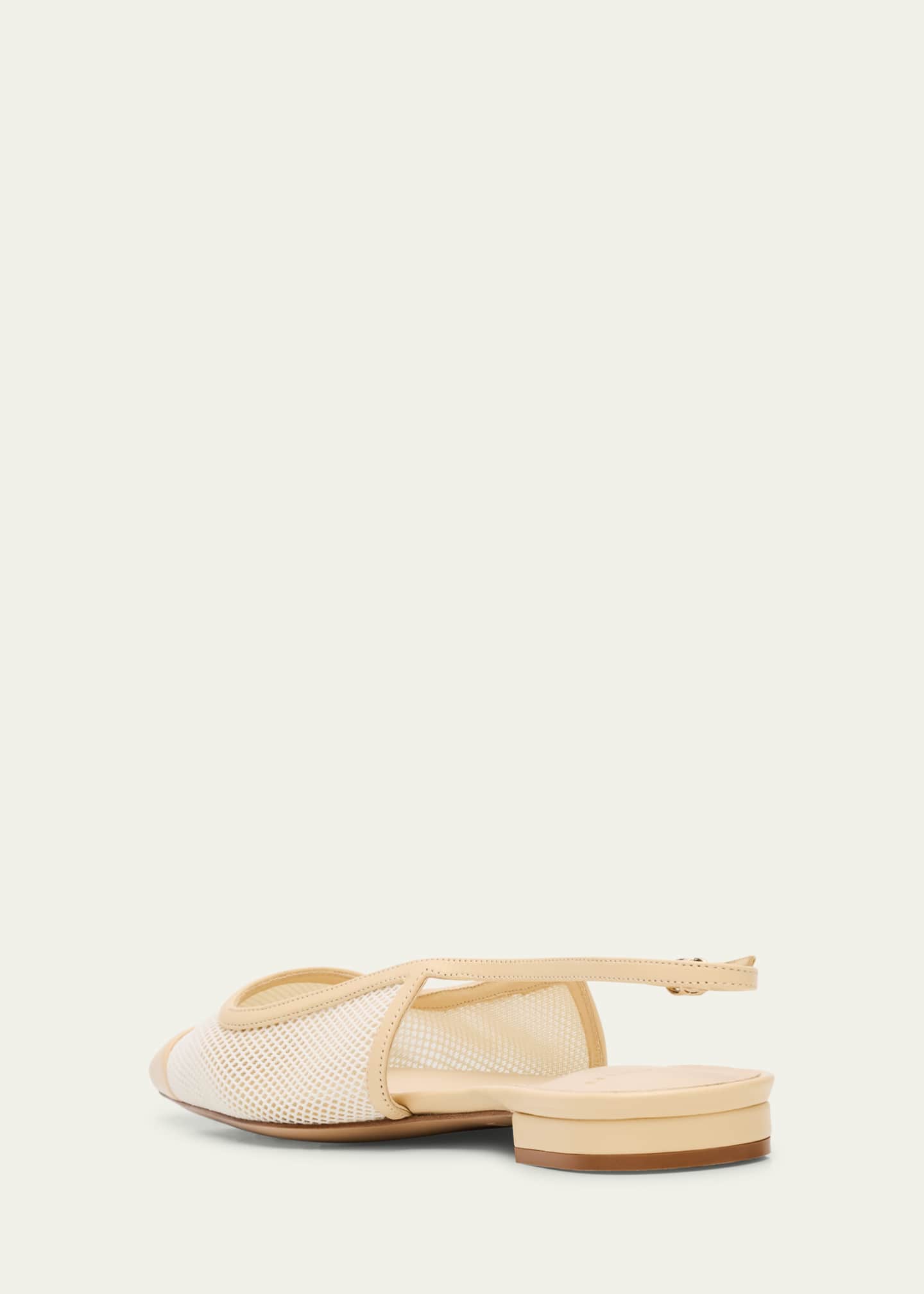 Alexandre Birman Olivia Mesh Leather Cap-Toe Slingback Ballerina Flats Image 2 of 4