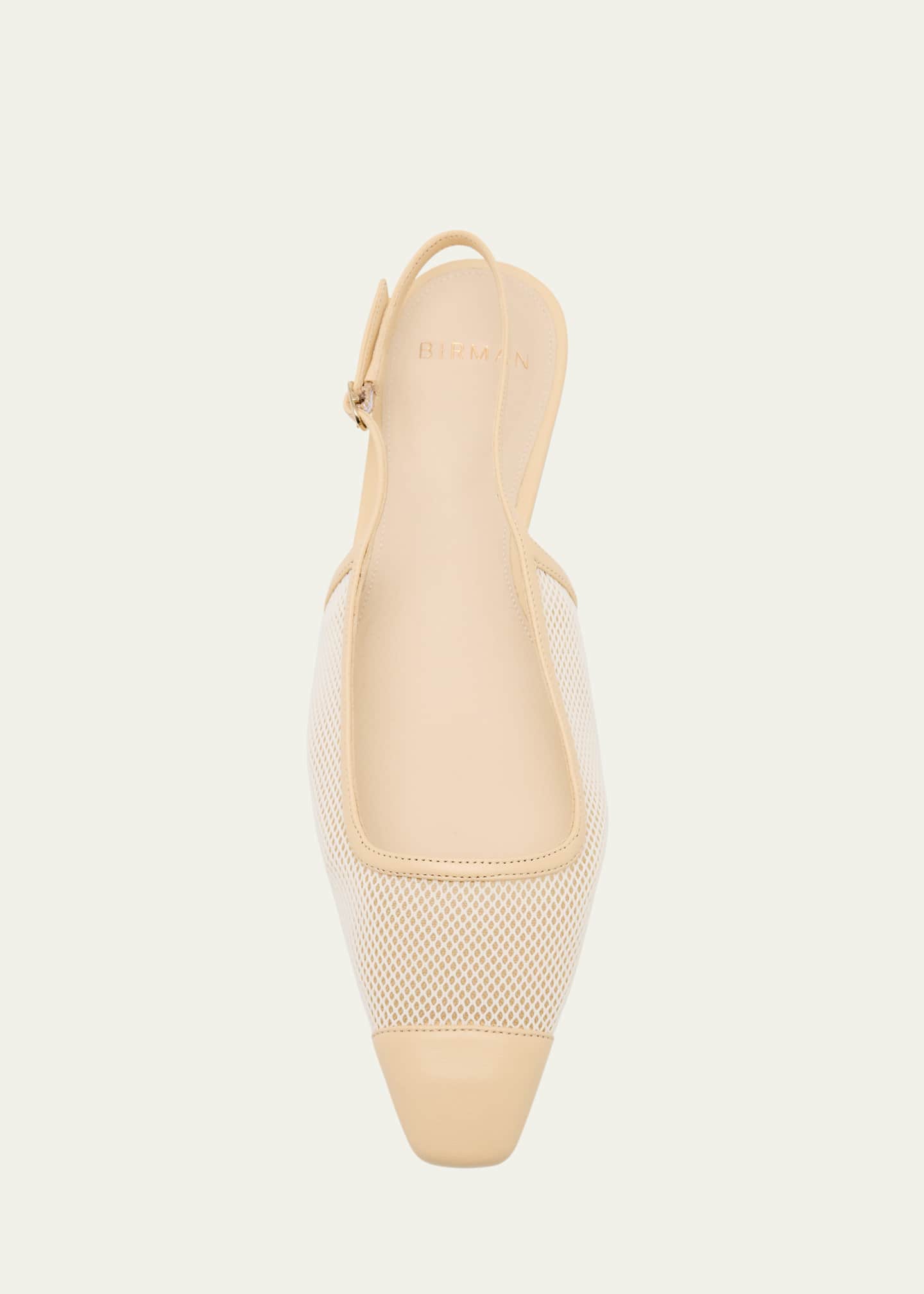 Alexandre Birman Olivia Mesh Leather Cap-Toe Slingback Ballerina Flats Image 4 of 4