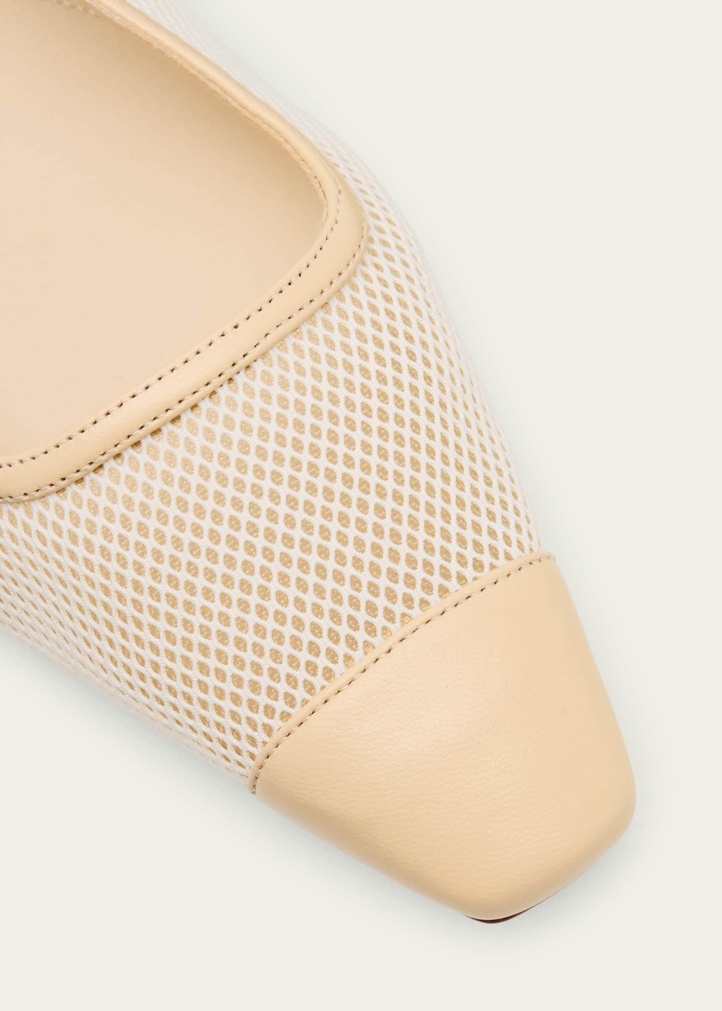 Alexandre Birman Olivia Mesh Leather Cap-Toe Slingback Ballerina Flats Image 3 of 4
