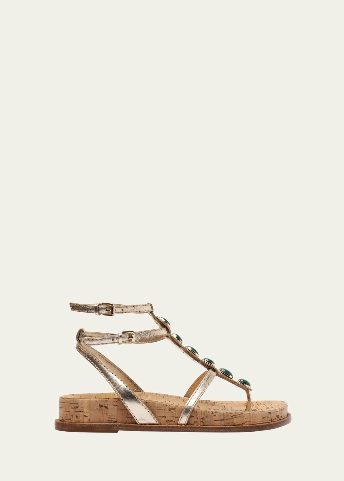 Alexandre Birman Jade Leather T-Strap Sandals