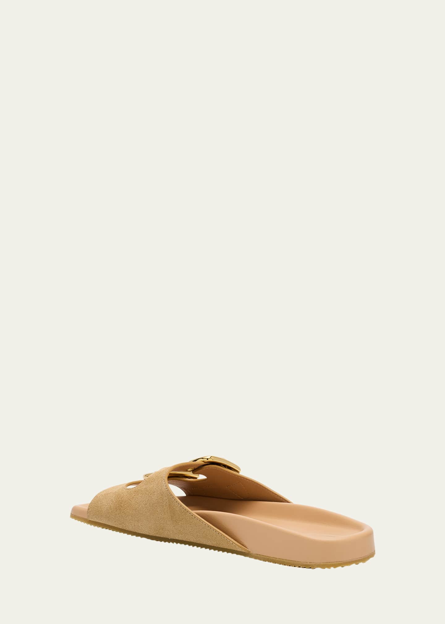 Chloe Polly Suede Dual-Buckle Slide Sandals Image 4 of 6