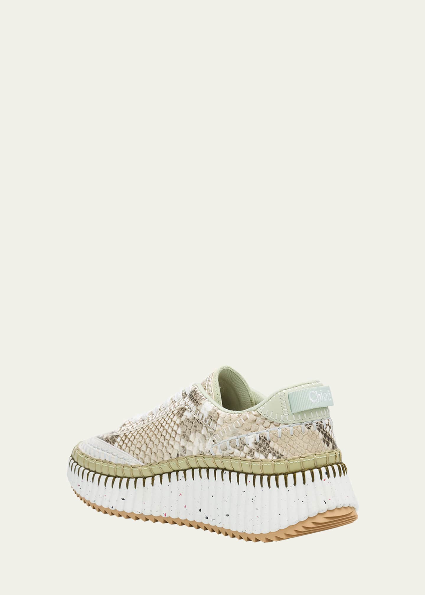 Chloe Nama Python-Print Leather Stitch Walking Sneakers Image 4 of 6