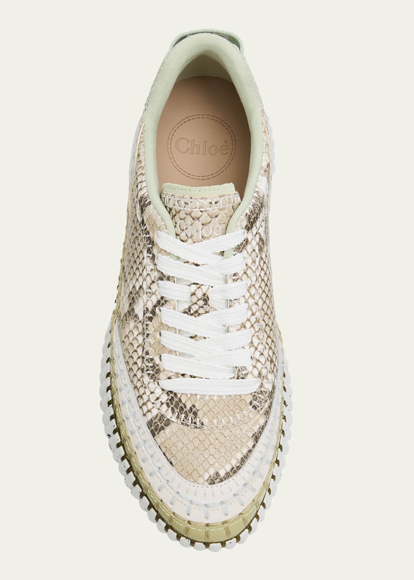 Chloe Nama Python-Print Leather Stitch Walking Sneakers Image 6 of 6