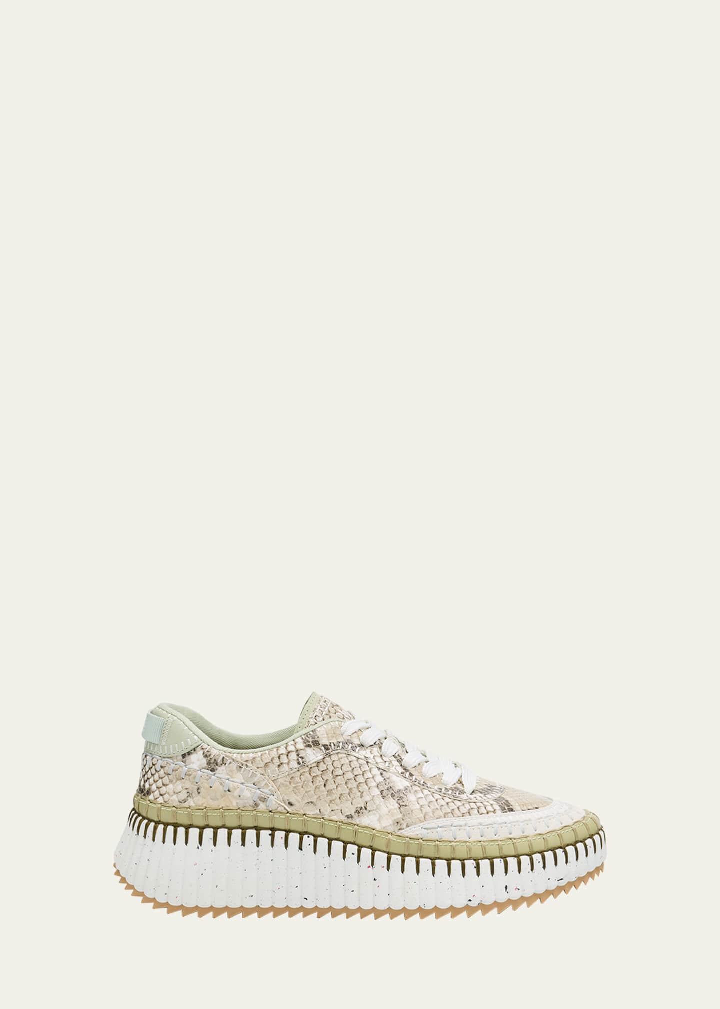 Chloe Nama Python-Print Leather Stitch Walking Sneakers Image 1 of 6
