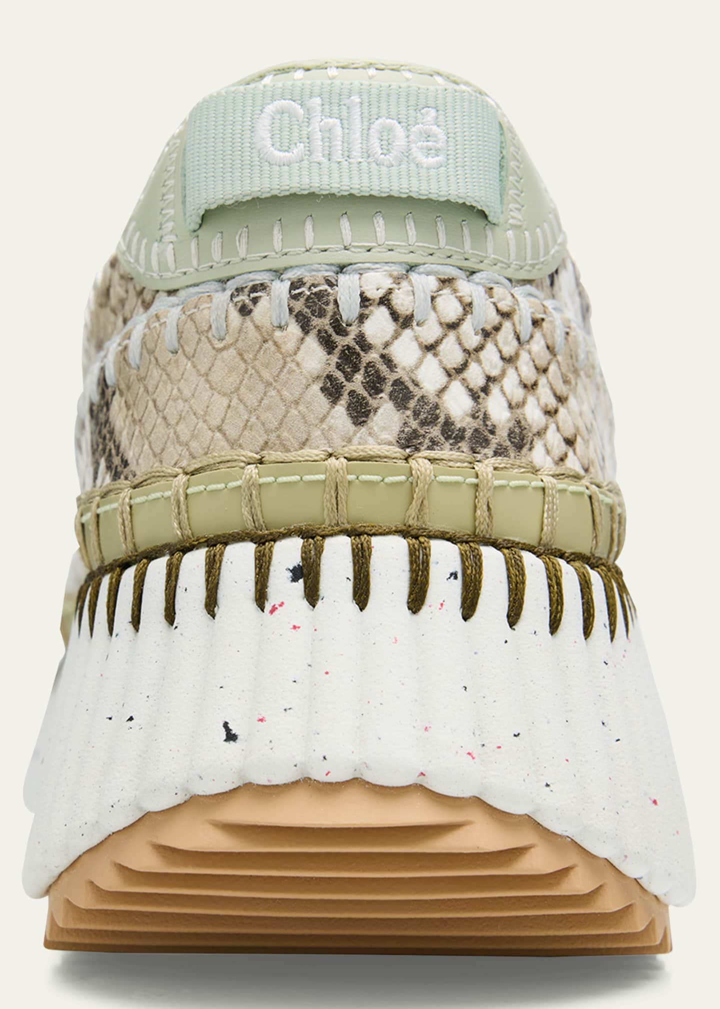 Chloe Nama Python-Print Leather Stitch Walking Sneakers Image 5 of 6