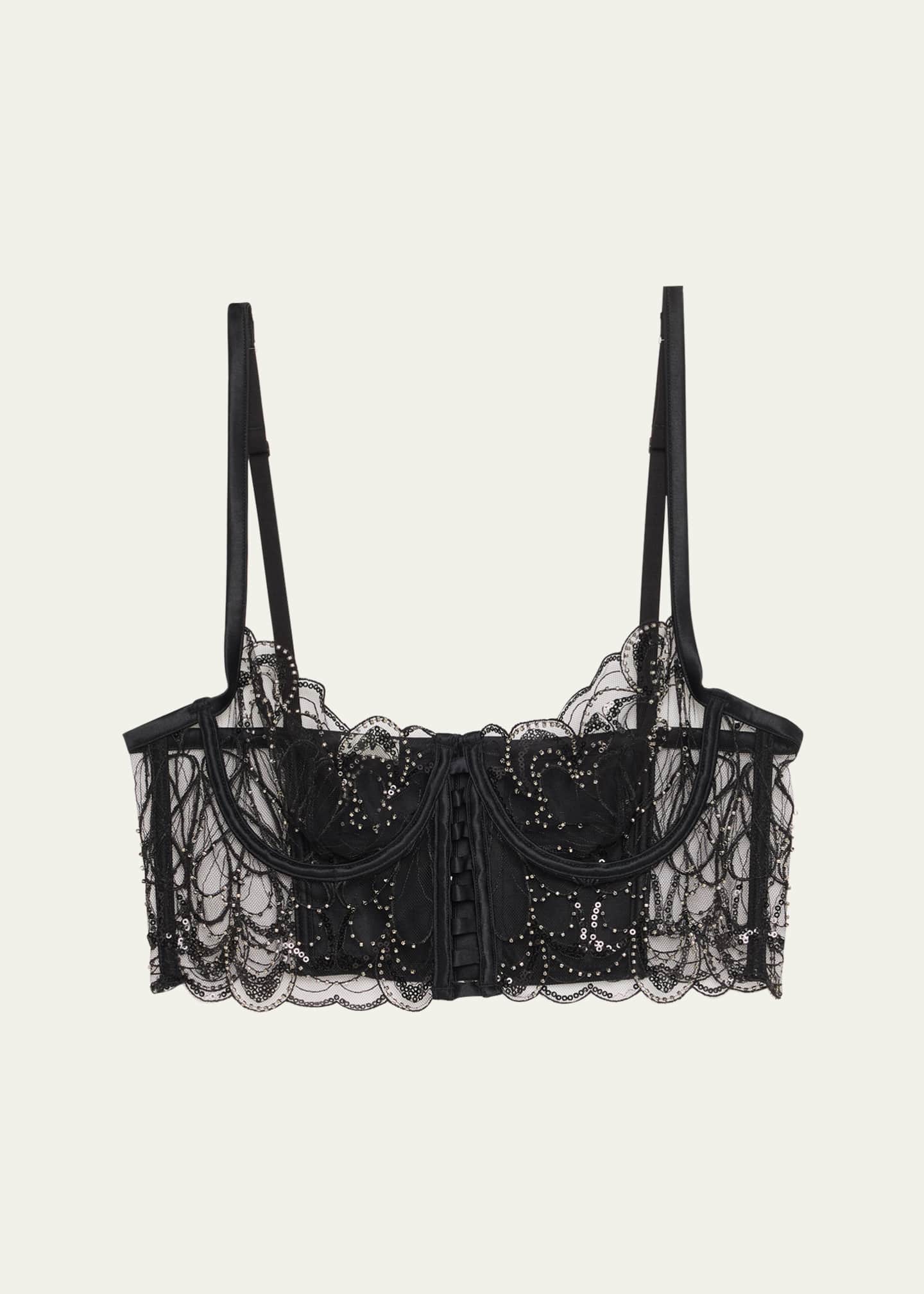 Livy Paradis Bead-Embroidered Sheer Bustier - Bergdorf Goodman