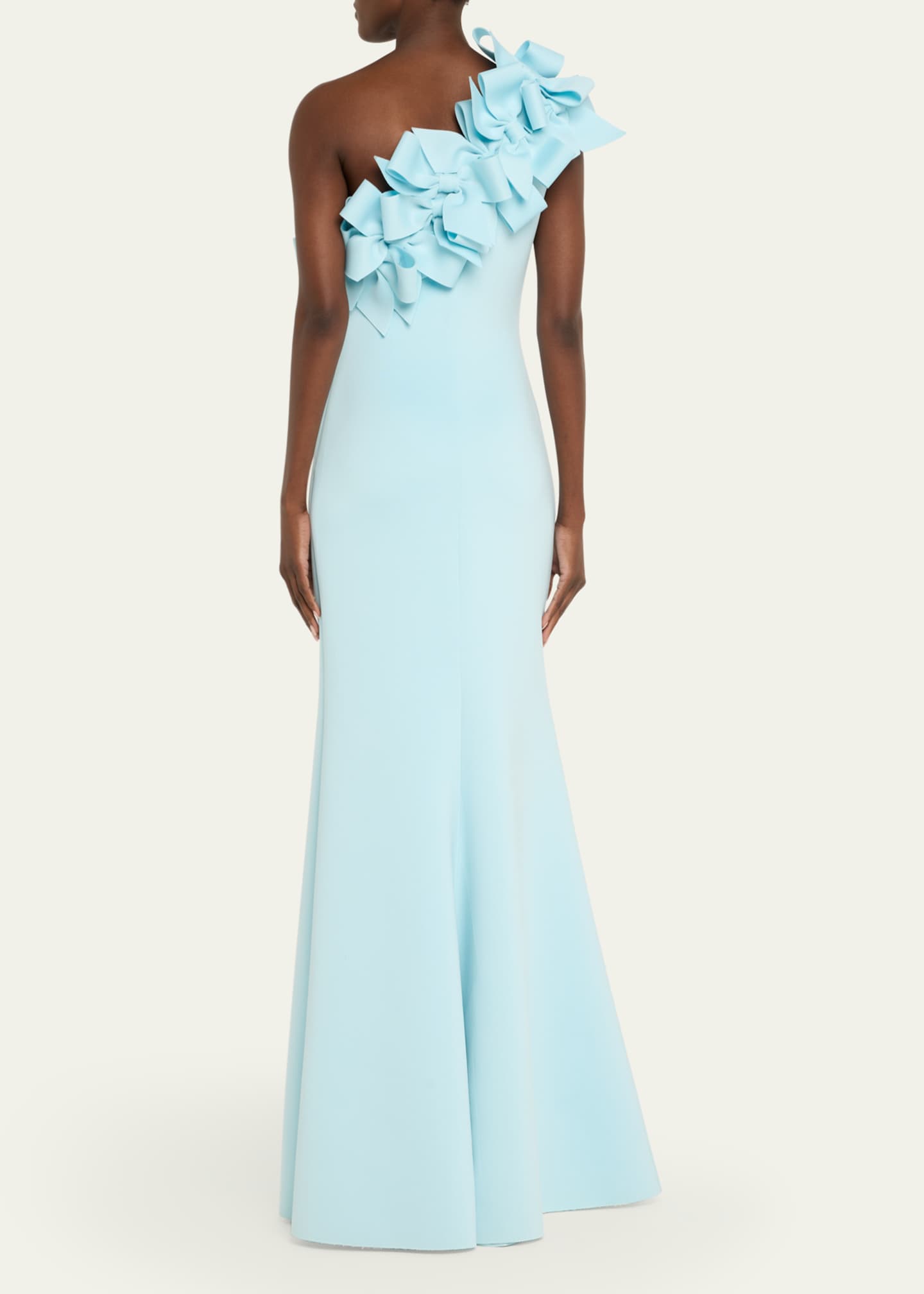 badgley mischka one shoulder bow dress Badgley Mischka One Shoulder Bow Column Midi Dress, Size: 2 in Amethyst