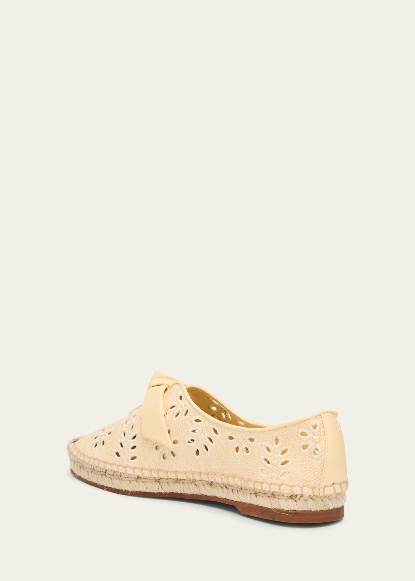 Alexandre Birman Clarita Eyelet Raffia Leather-Knot Espadrilles Image 2 of 4