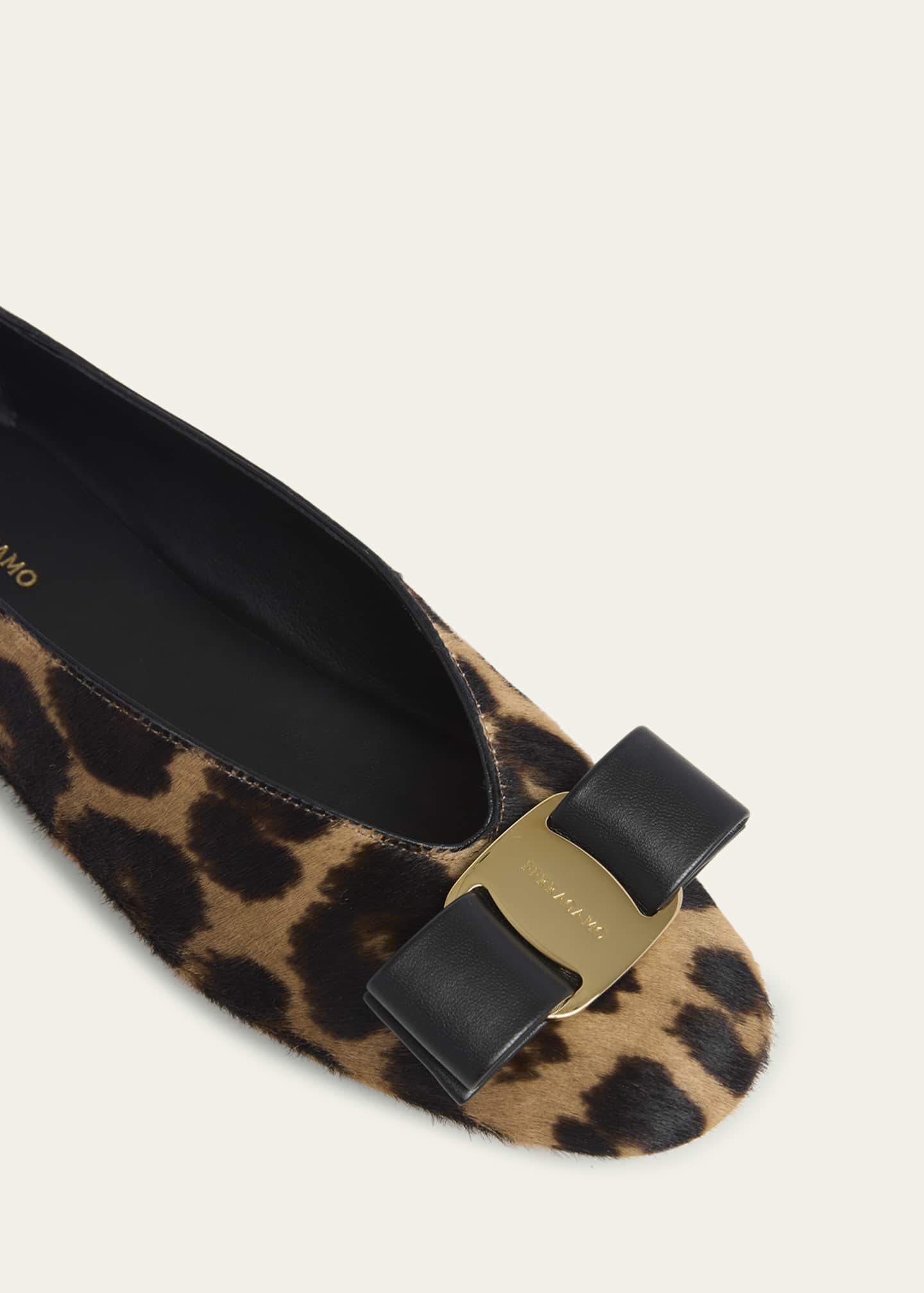 Ferragamo Vanna Leopard Bow Ballerina Flats Image 3 of 4