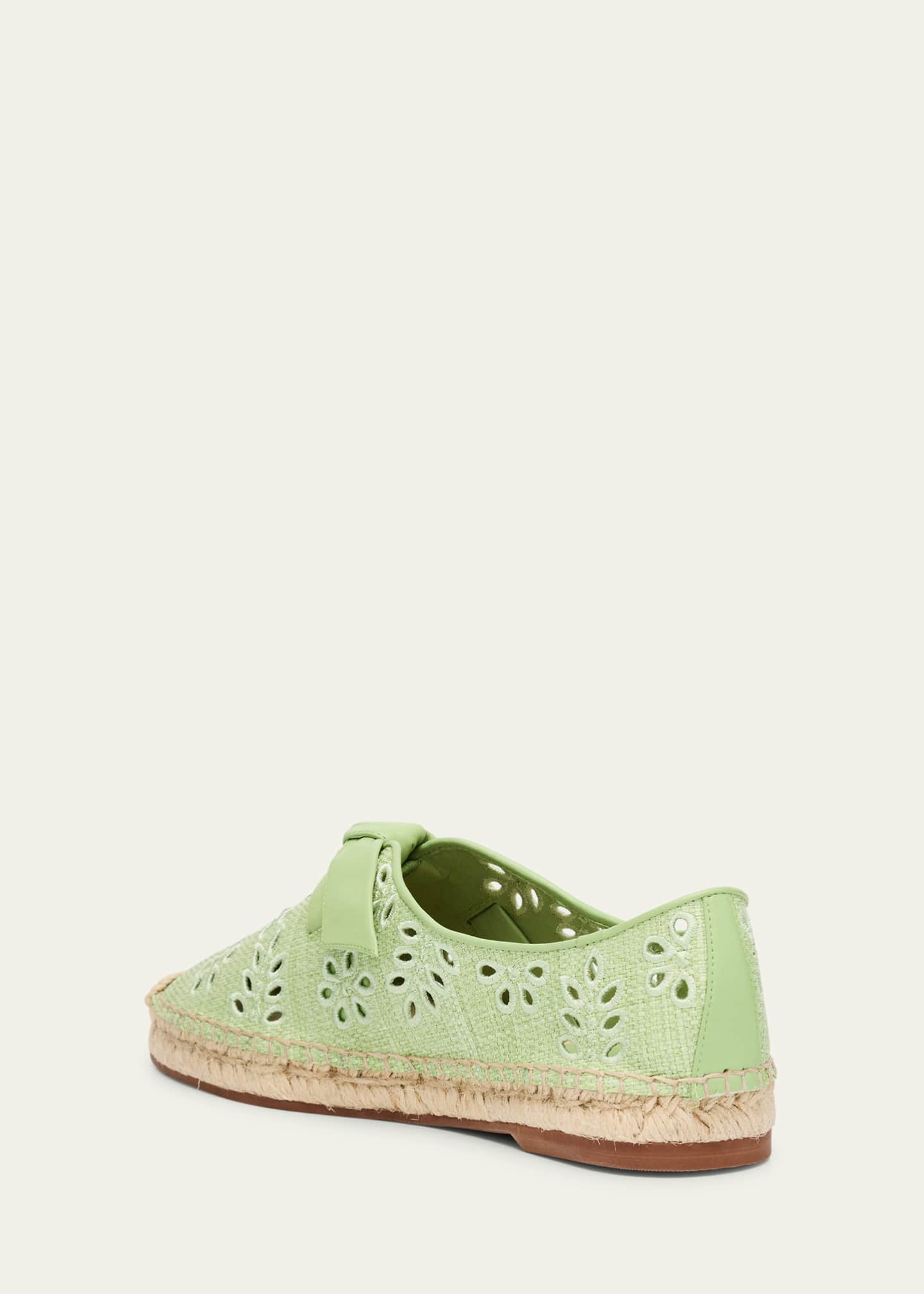 Alexandre Birman Clarita Eyelet Raffia Leather-Knot Espadrilles Image 2 of 4