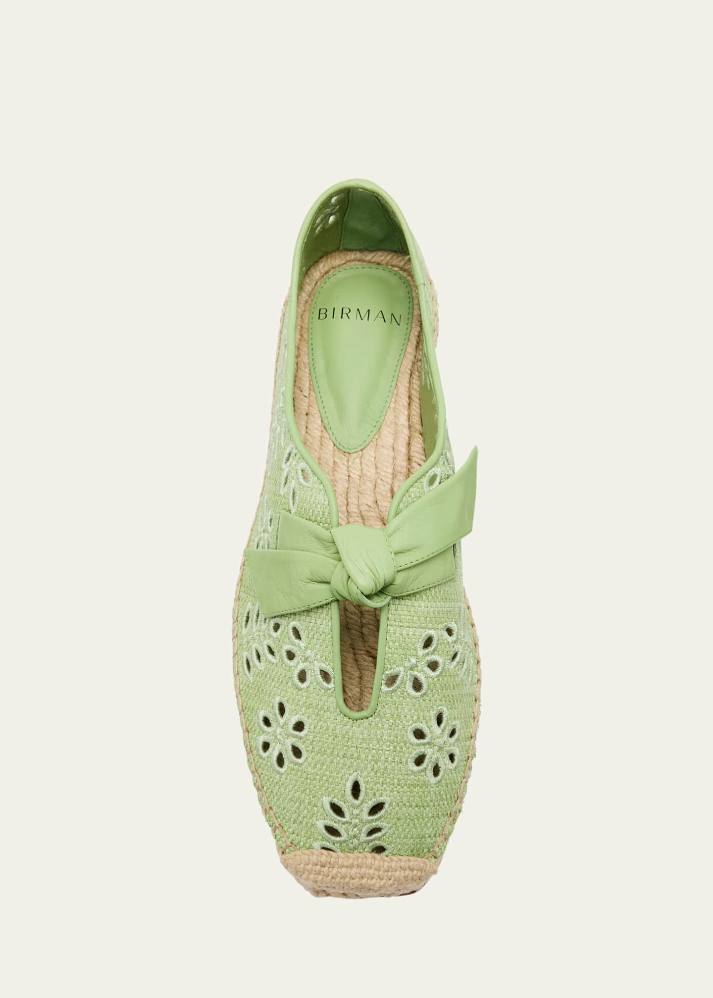 Alexandre Birman Clarita Eyelet Raffia Leather-Knot Espadrilles Image 4 of 4
