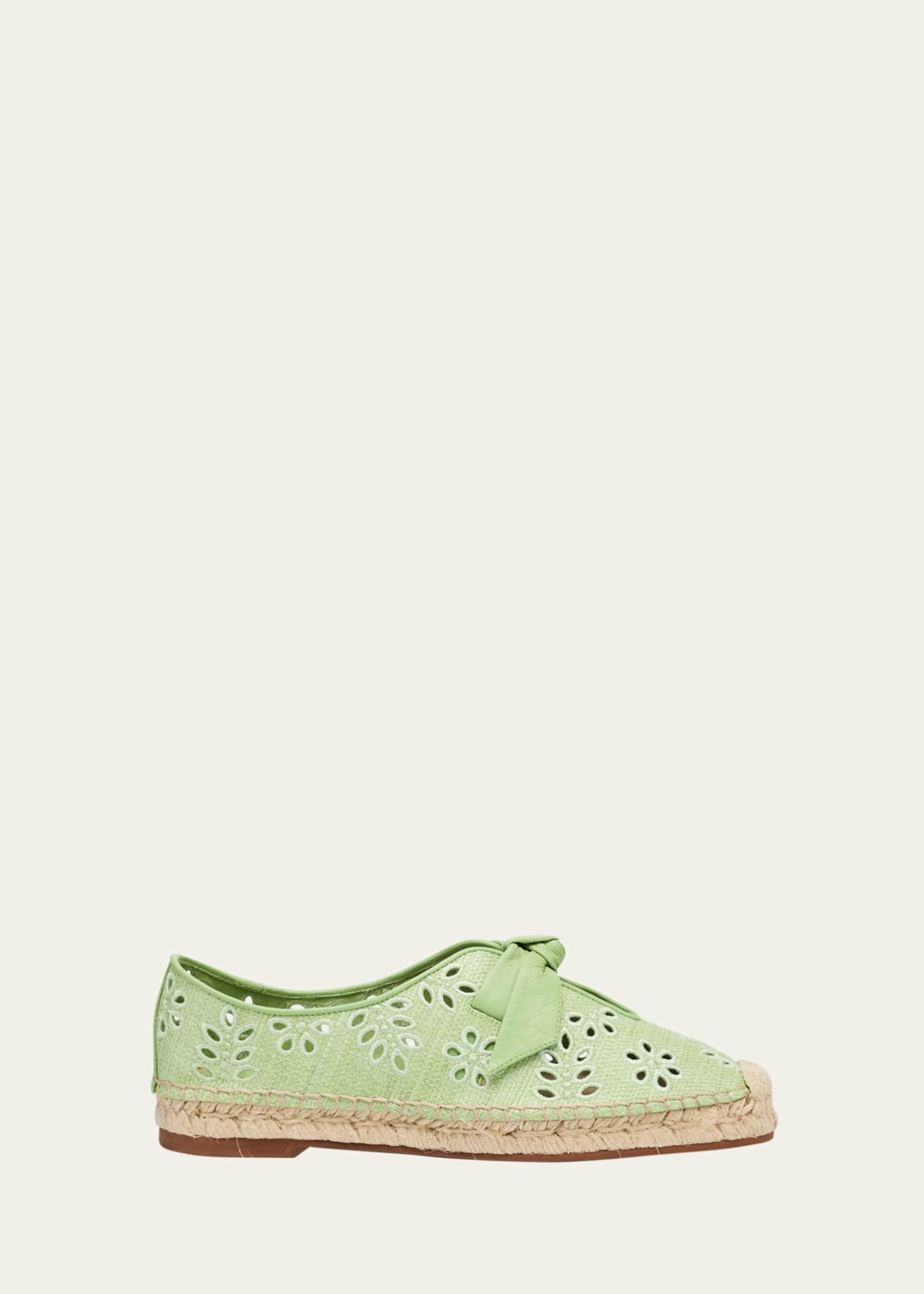 Alexandre Birman Clarita Eyelet Raffia Leather-Knot Espadrilles Image 1 of 4