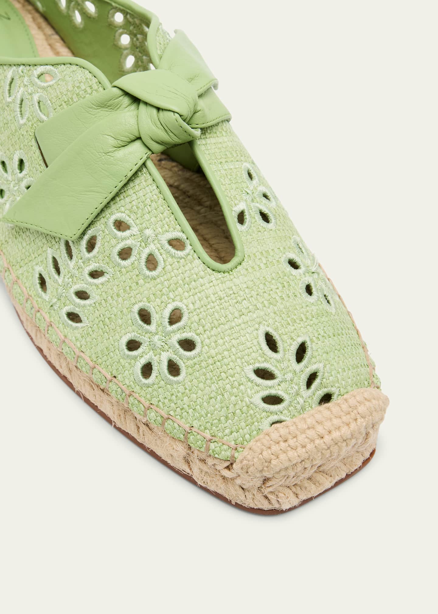 Alexandre Birman Clarita Eyelet Raffia Leather-Knot Espadrilles Image 3 of 4