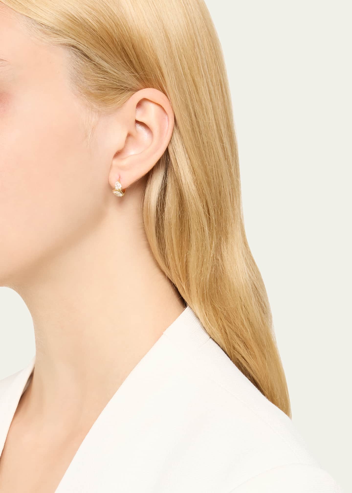 Jade Trau Poppy Huggie Earrings with Diamonds Image 2 of 4
