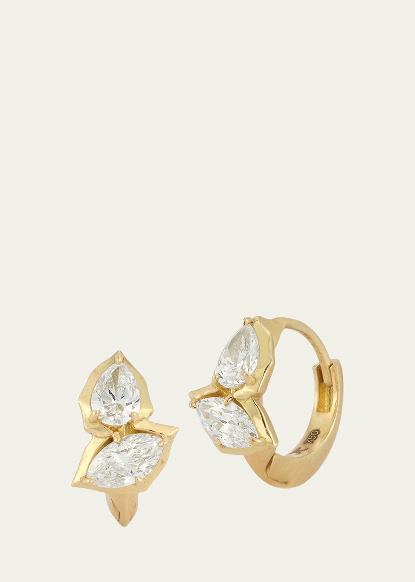 Jade Trau Poppy Huggie Earrings with Diamonds Image 1 of 4