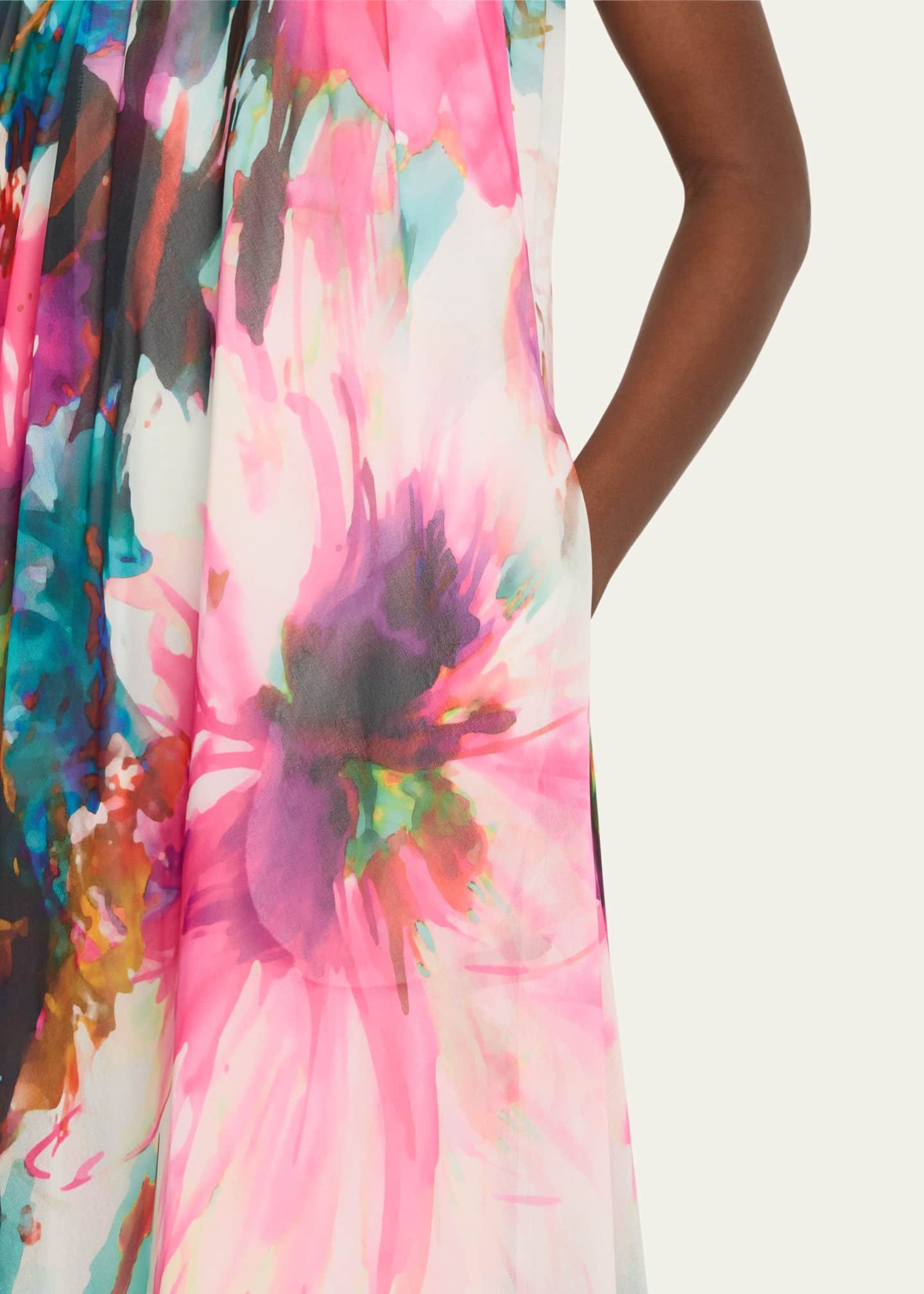 Badgley Mischka Cutout Floral-Print Trapeze Gown Image 5 of 5