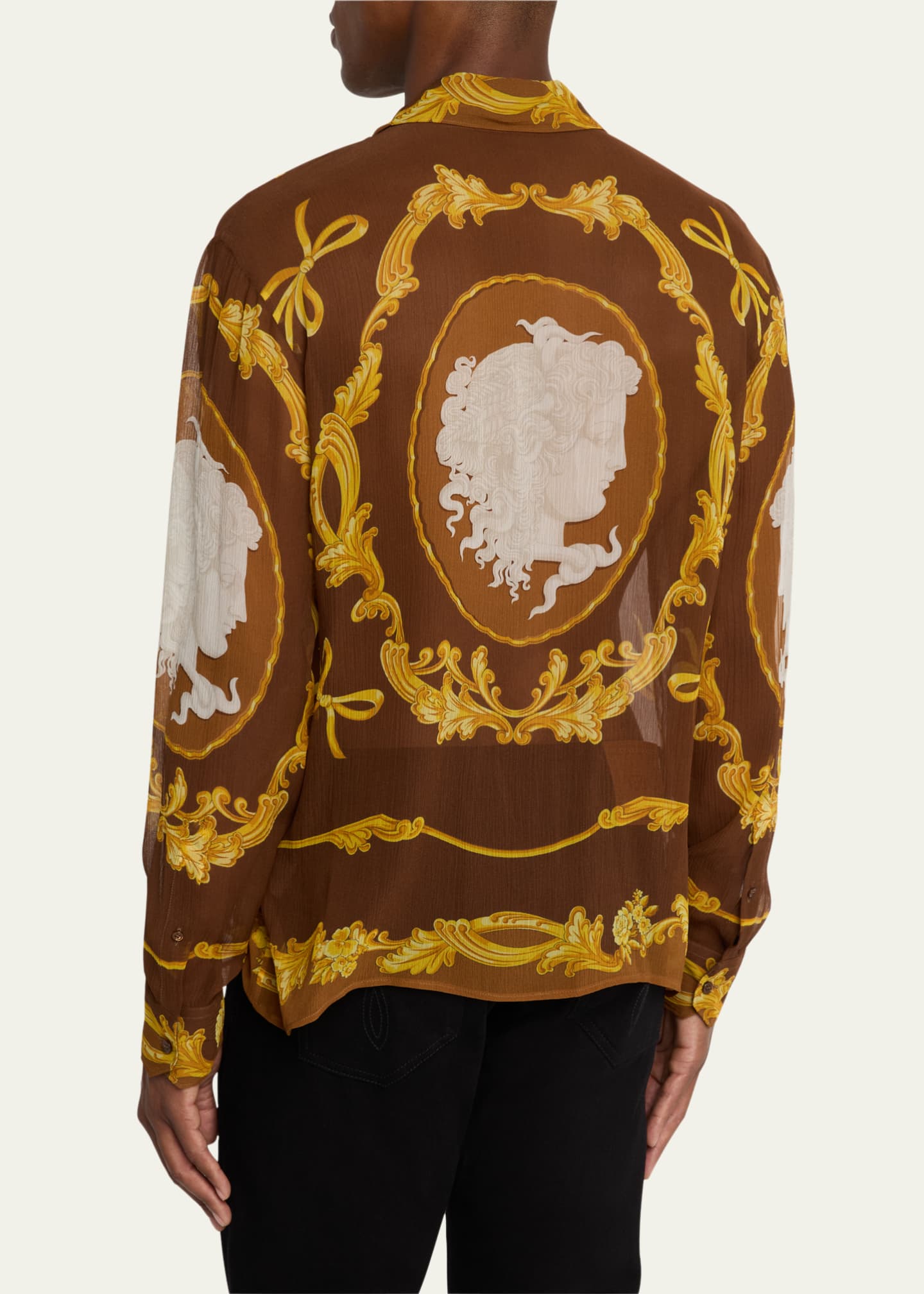 Versace Men's Silk Crepe Medusa Button-Down Shirt Image 3 of 3