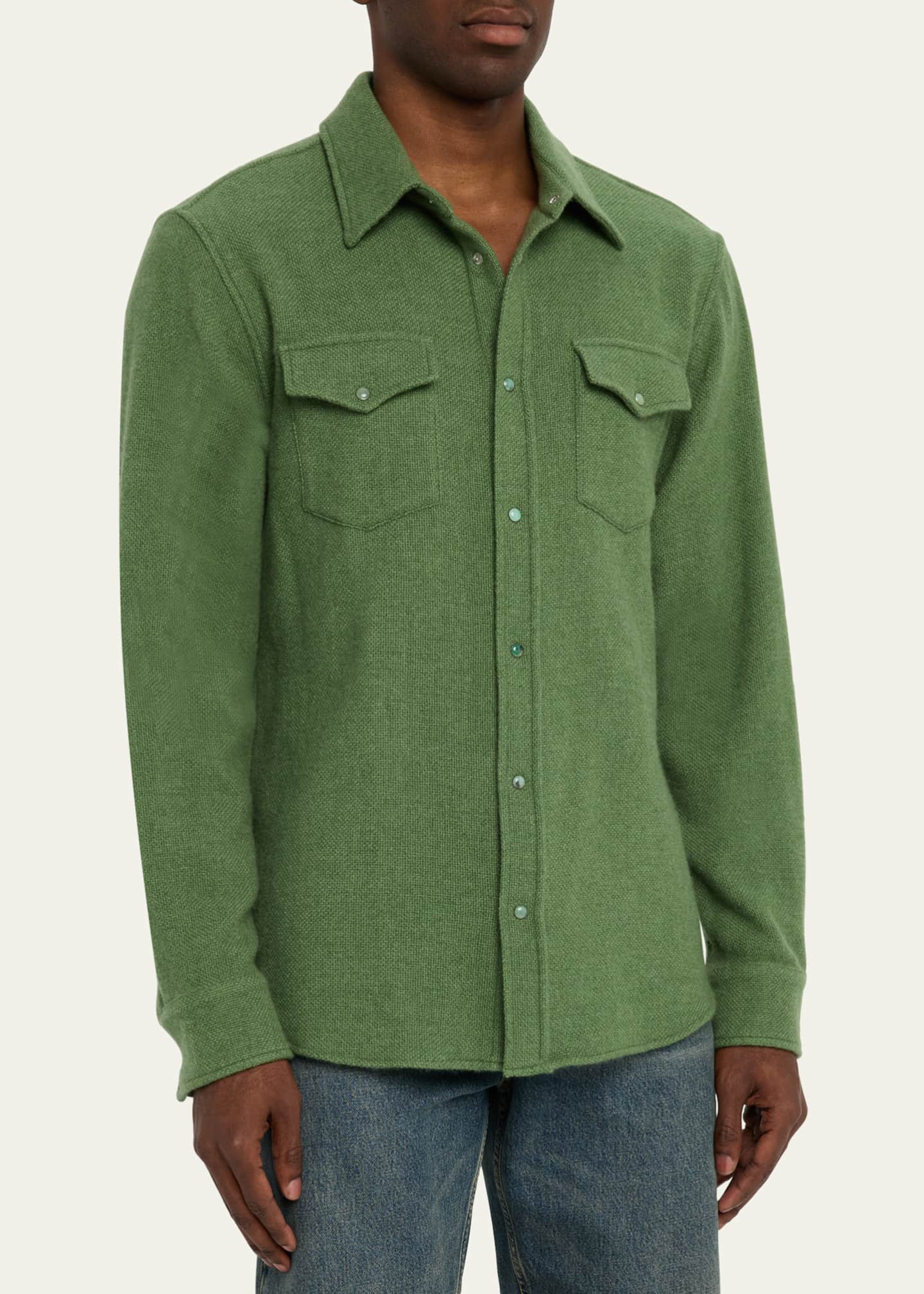 God's True Cashmere Men's Emerald-Snap Sport Shirt Image 4 of 5