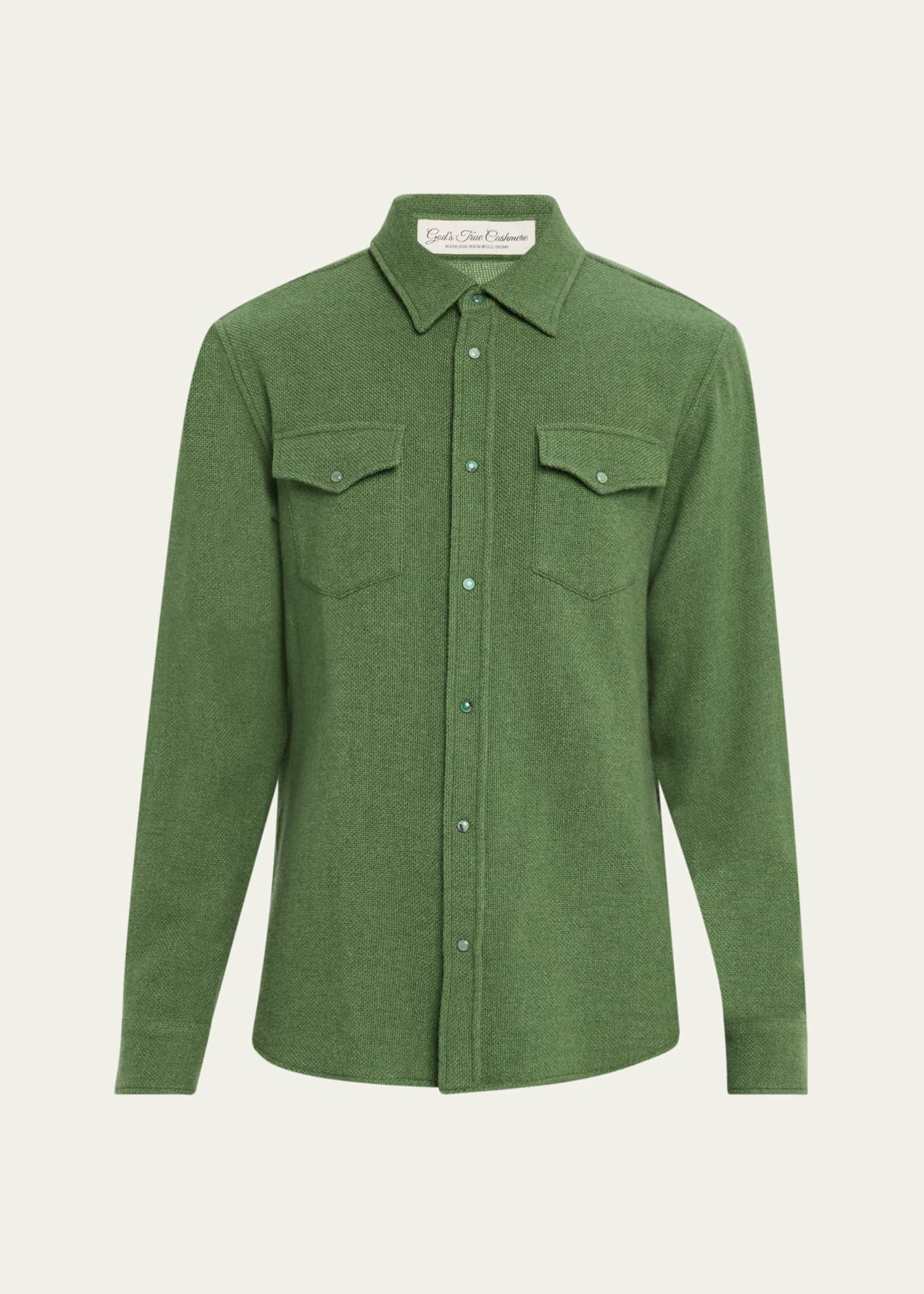 God's True Cashmere Men's Emerald-Snap Sport Shirt Image 1 of 5