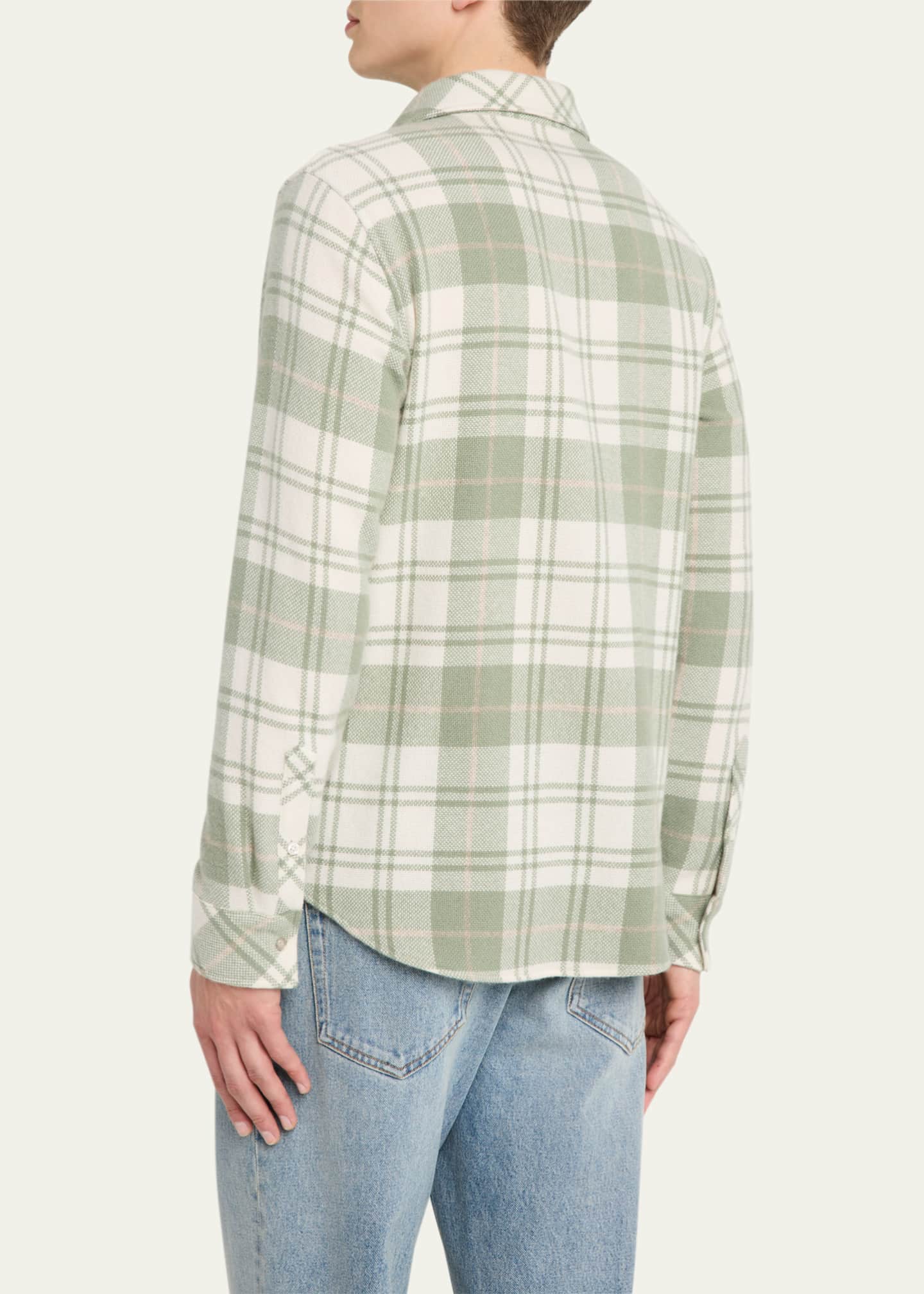 God's True Cashmere Men's Plaid Sport Shirt with Rose Quartz Image 3 of 5