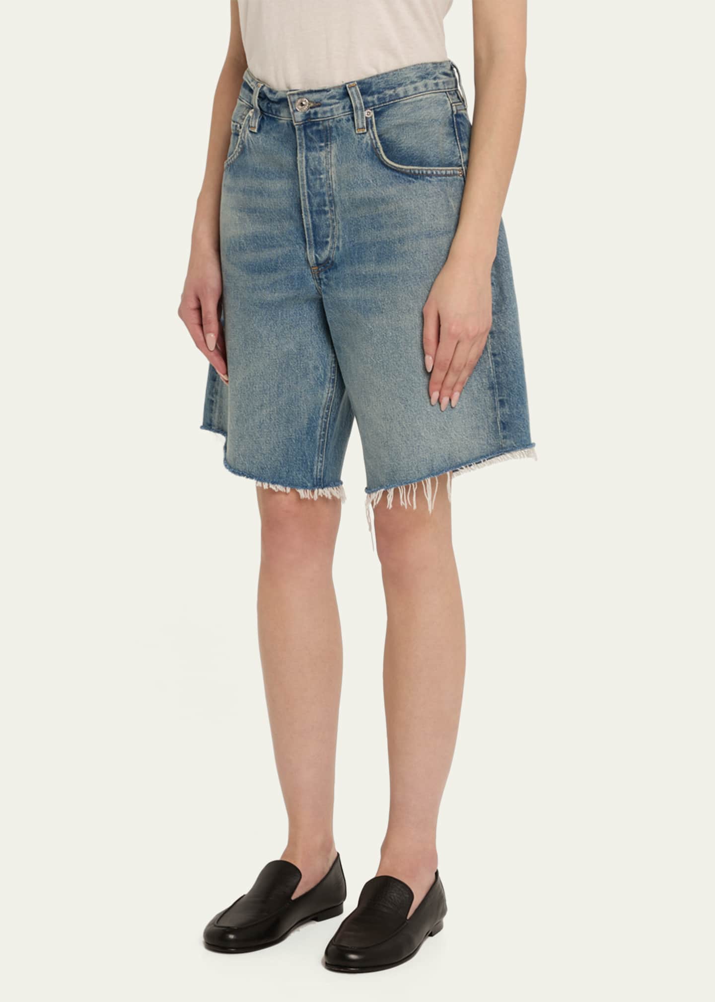 Citizens of Humanity Ayla Frayed Long Denim Shorts Image 4 of 5