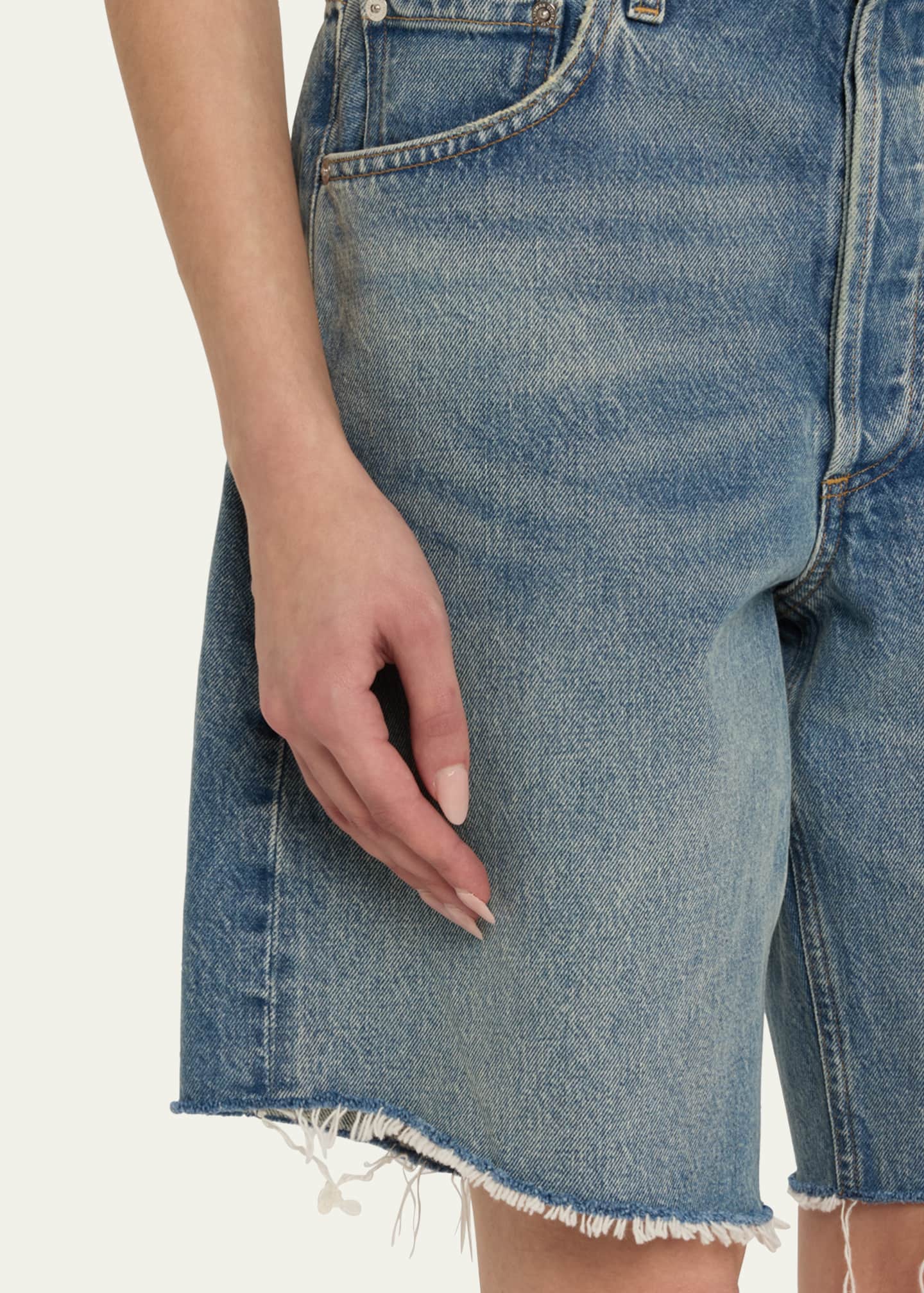 Citizens of Humanity Ayla Frayed Long Denim Shorts Image 5 of 5