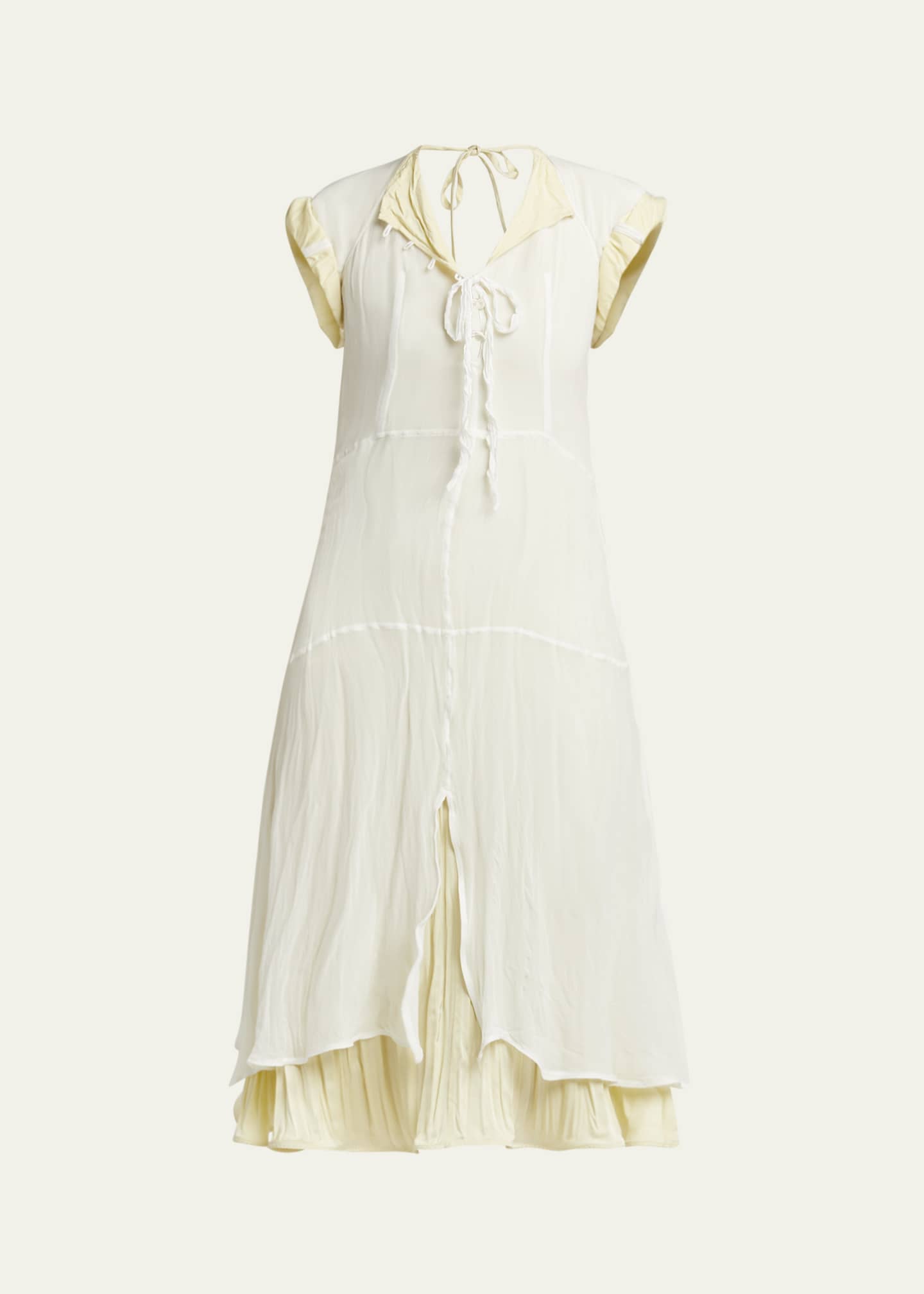 Jil Sander Pleated Crush Double Layered Backless Midi Dress Image 1 of 5