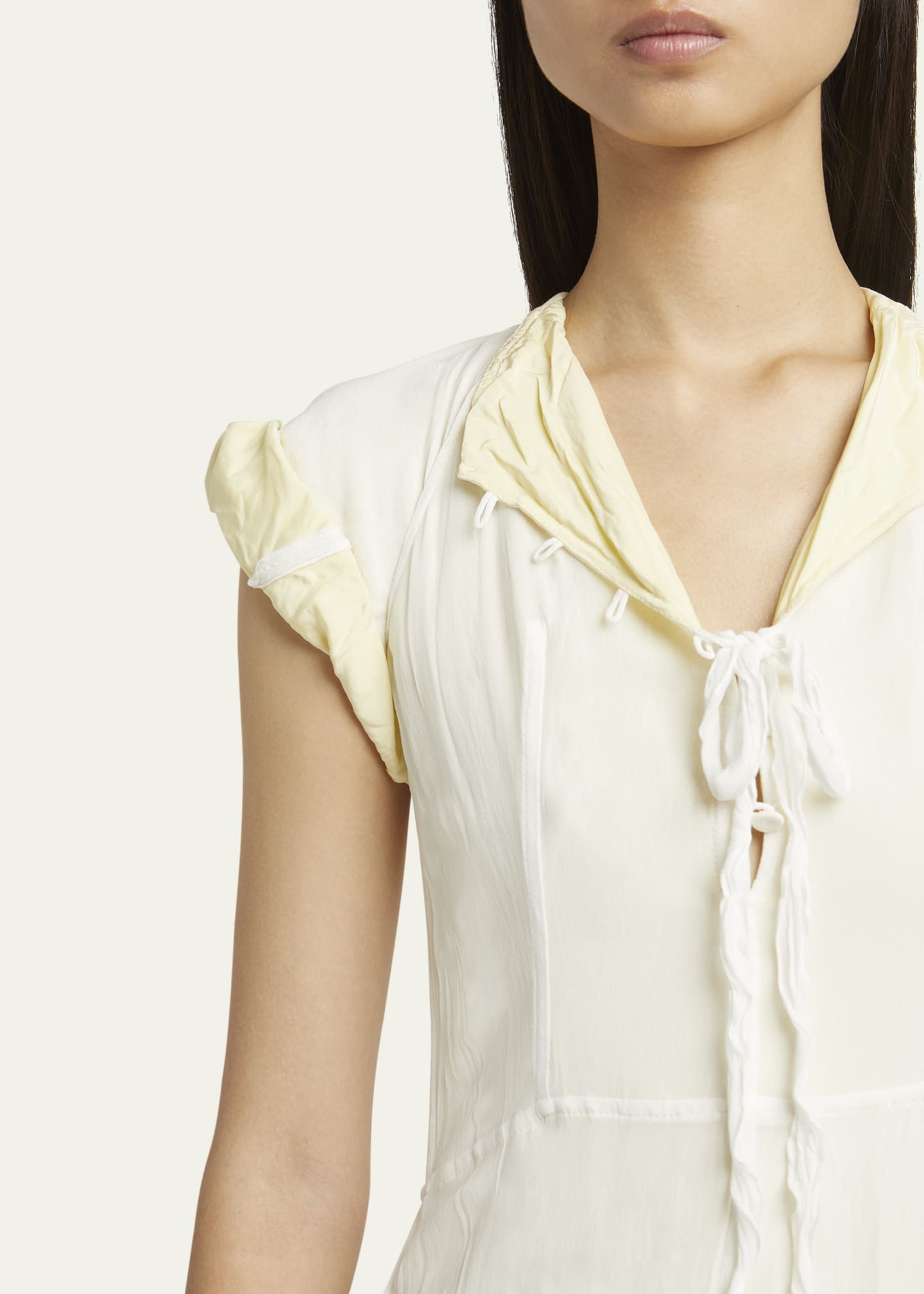Jil Sander Pleated Crush Double Layered Backless Midi Dress Image 5 of 5