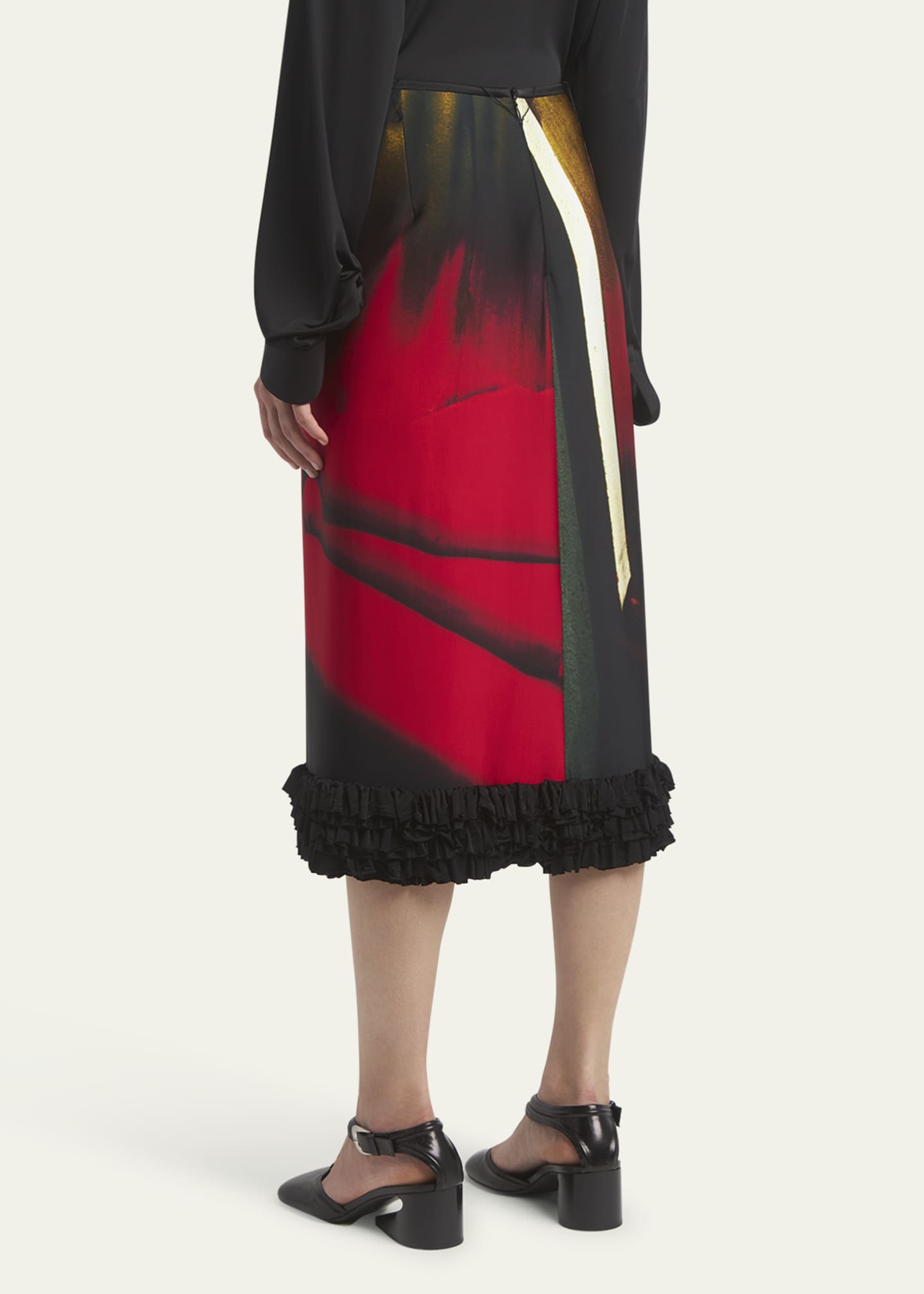 Jil Sander Abstract Straight Ruched Midi Skirt Image 3 of 5