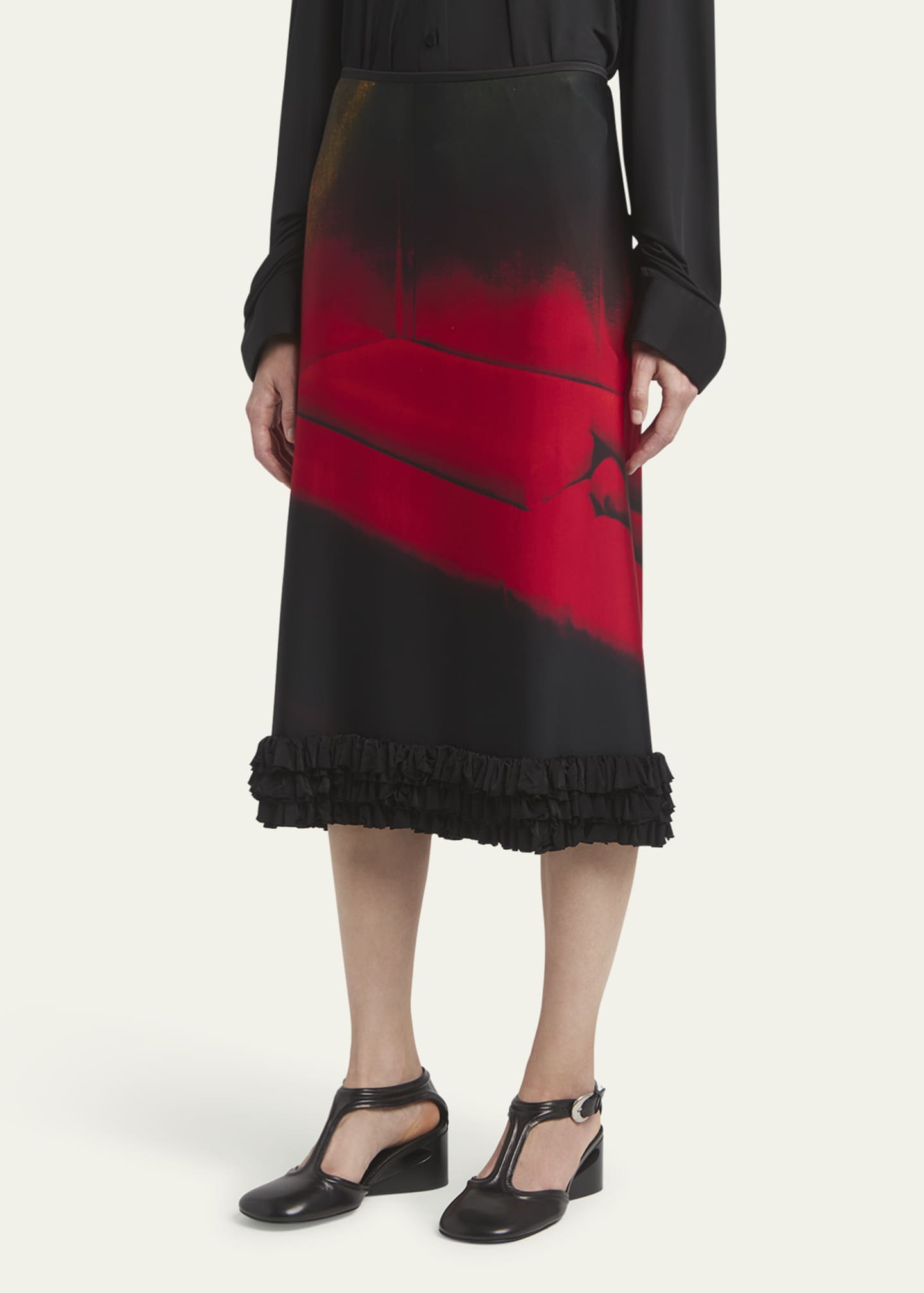 Jil Sander Abstract Straight Ruched Midi Skirt Image 4 of 5