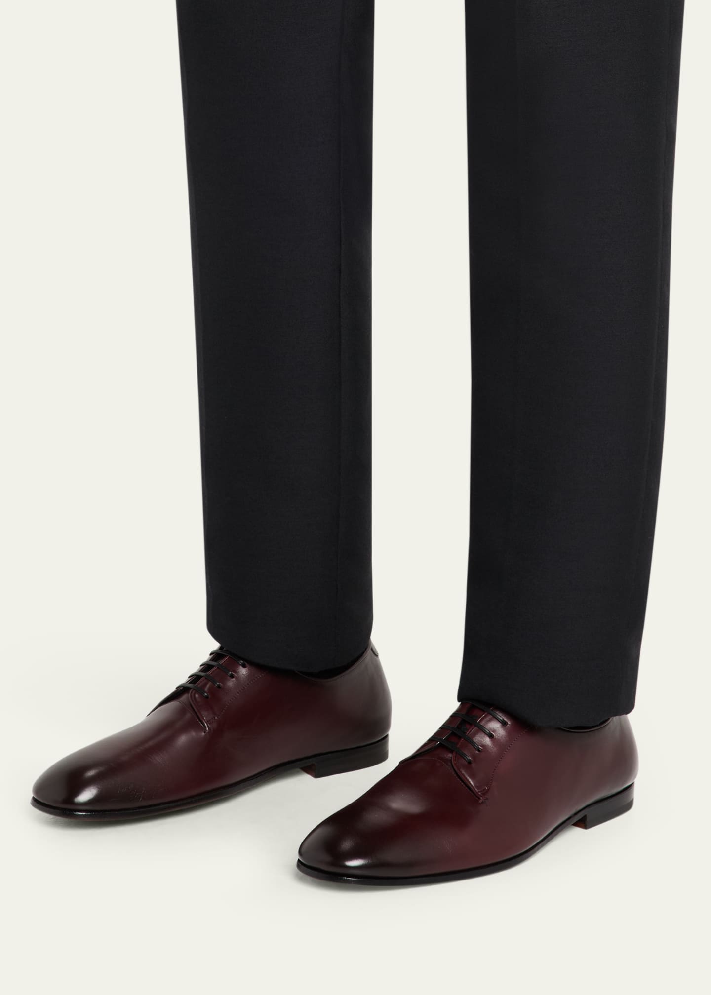 Ferragamo Men's Alicante Tramezza Calfskin Derby Shoes Image 2 of 6