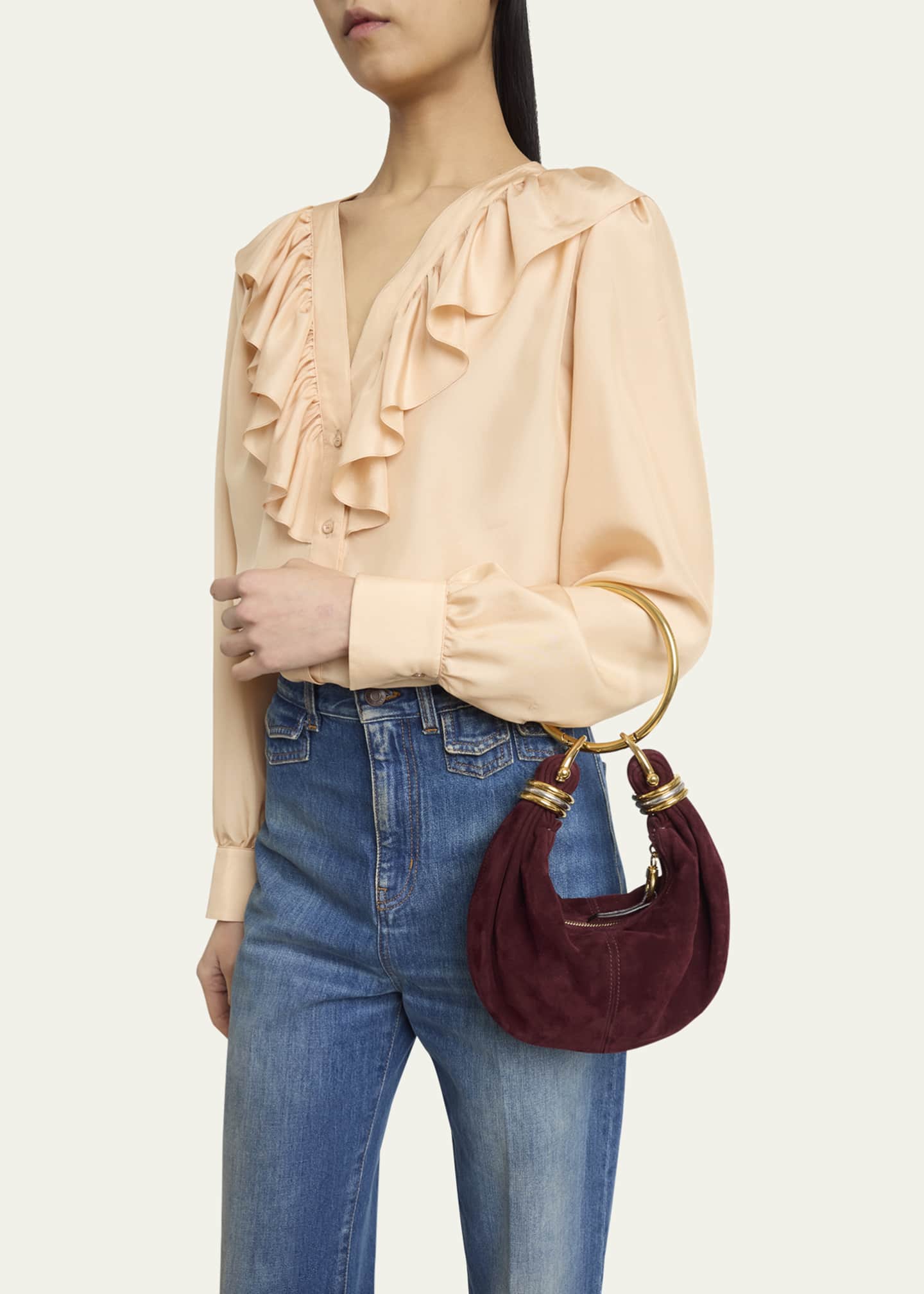 Chloe Bracelet Hobo Bag in Suede Image 2 of 6