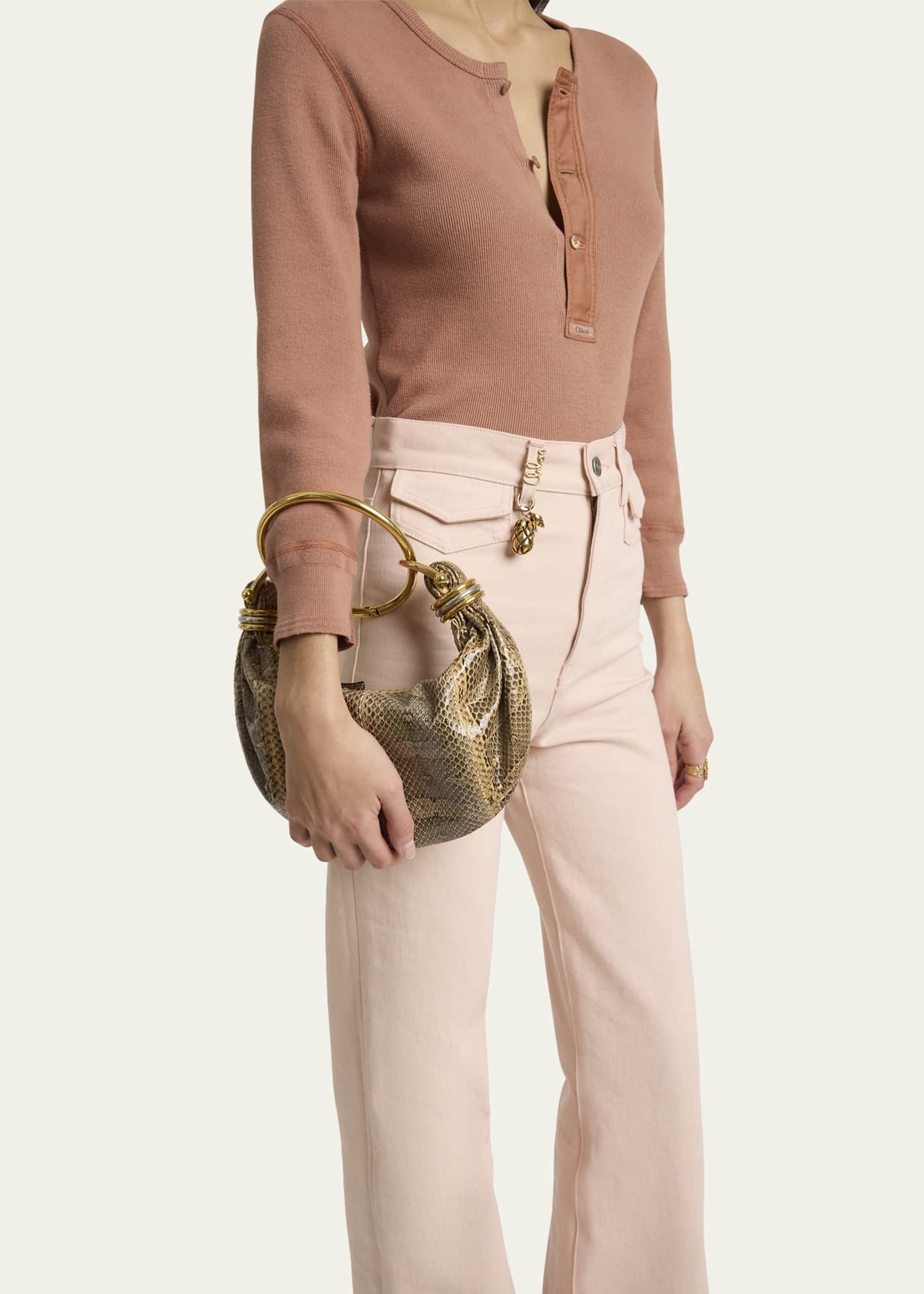 Chloe Bracelet Hobo Bag in Snakeskin Image 2 of 6