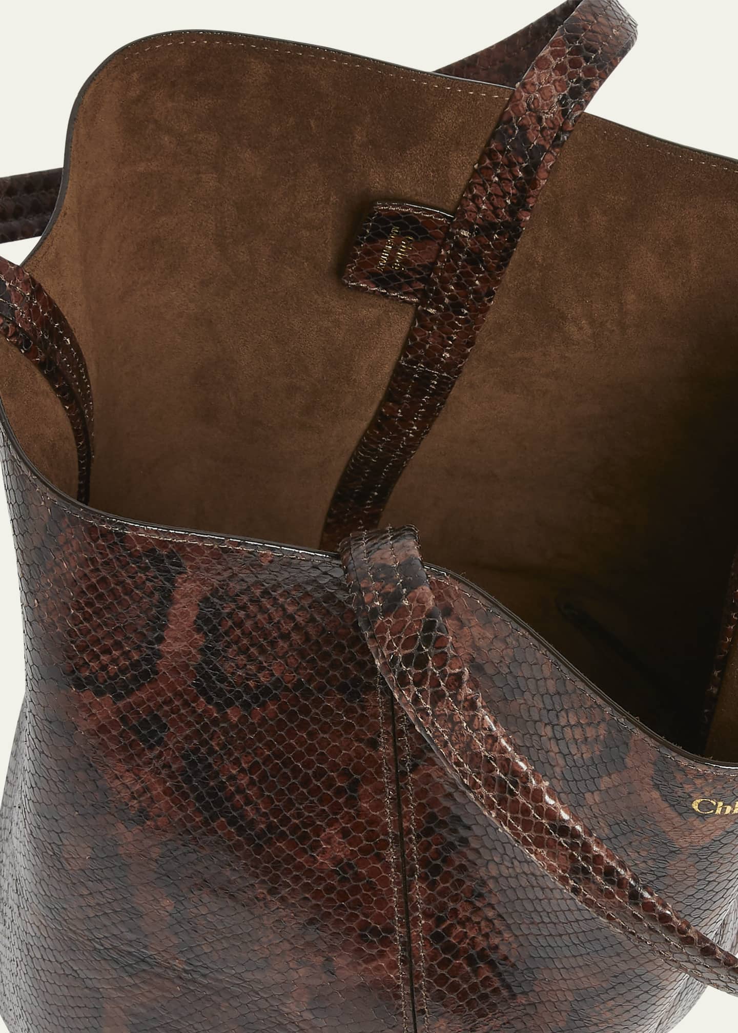 Chloe Spin Small Tote Bag in Python-Effect Leather Image 4 of 6