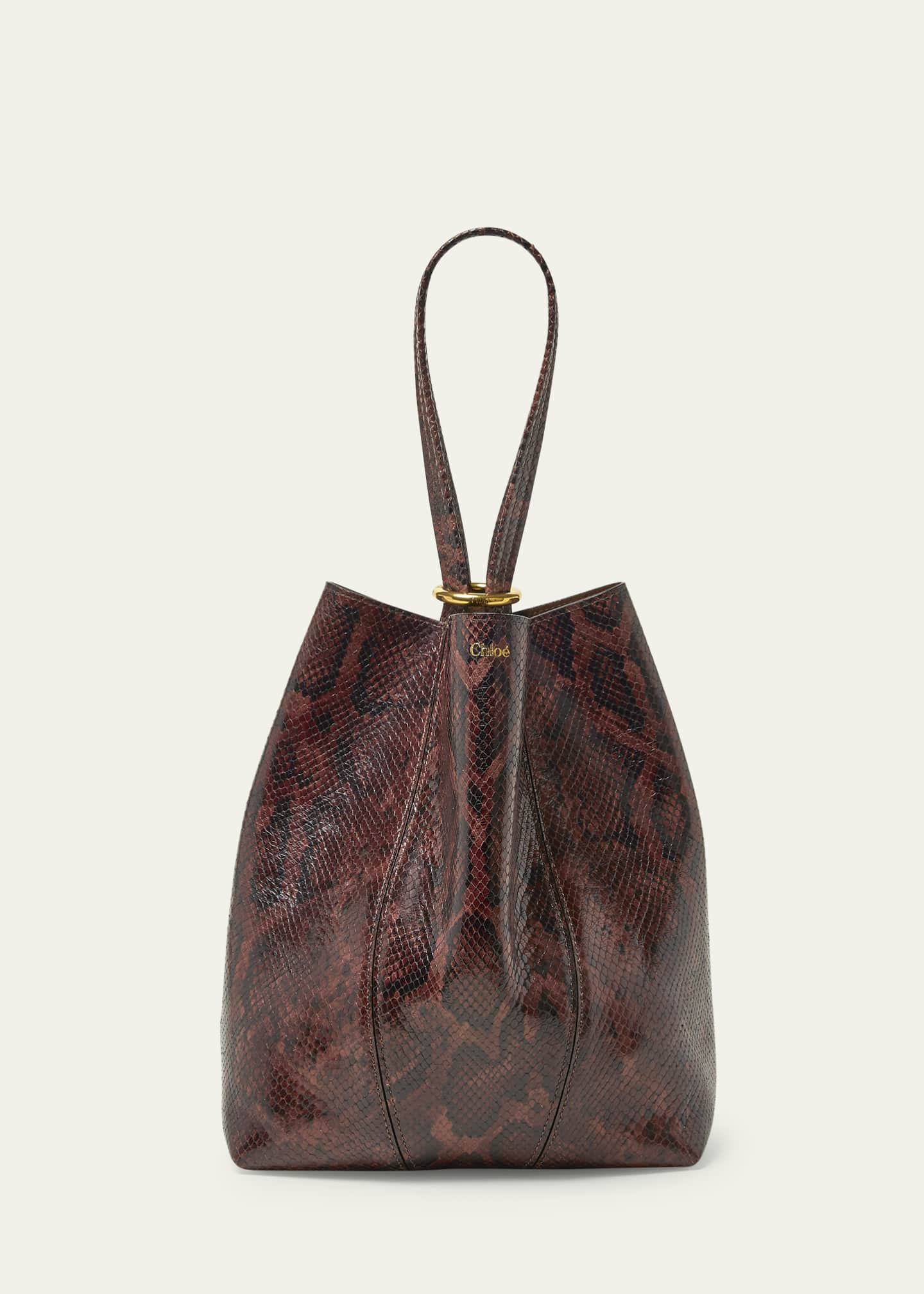 Chloe Spin Small Tote Bag in Python-Effect Leather Image 6 of 6