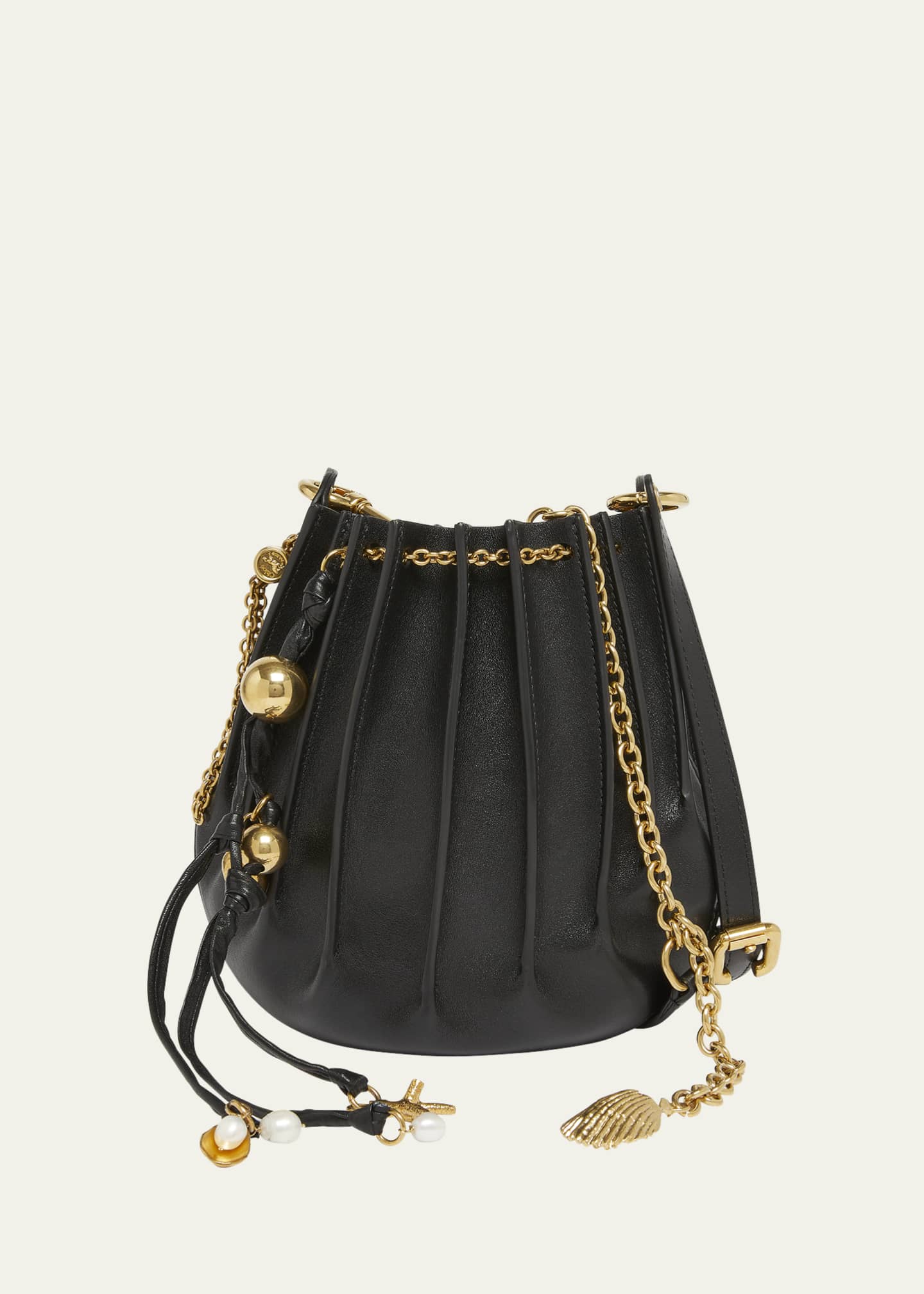Chloe Sea Treasures Pleated Crossbody Bag in Leather Image 1 of 6