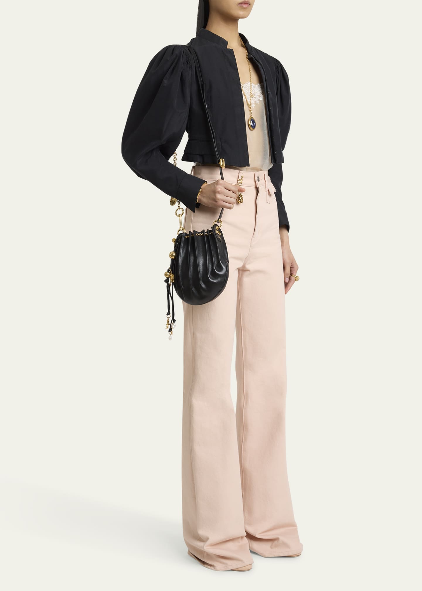 Chloe Sea Treasures Pleated Crossbody Bag in Leather Image 5 of 6