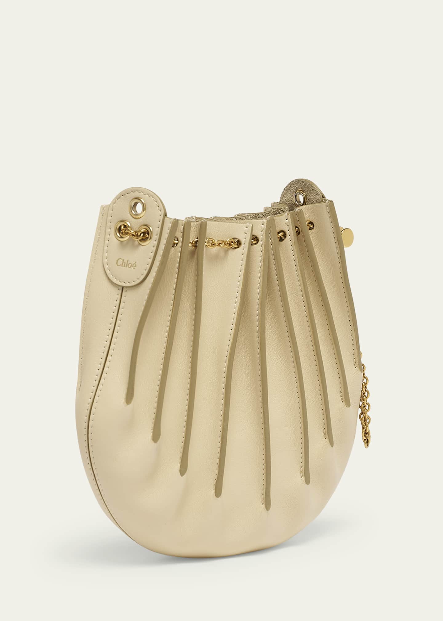 Chloe Sea Treasures Pleated Crossbody Bag in Leather Image 3 of 6