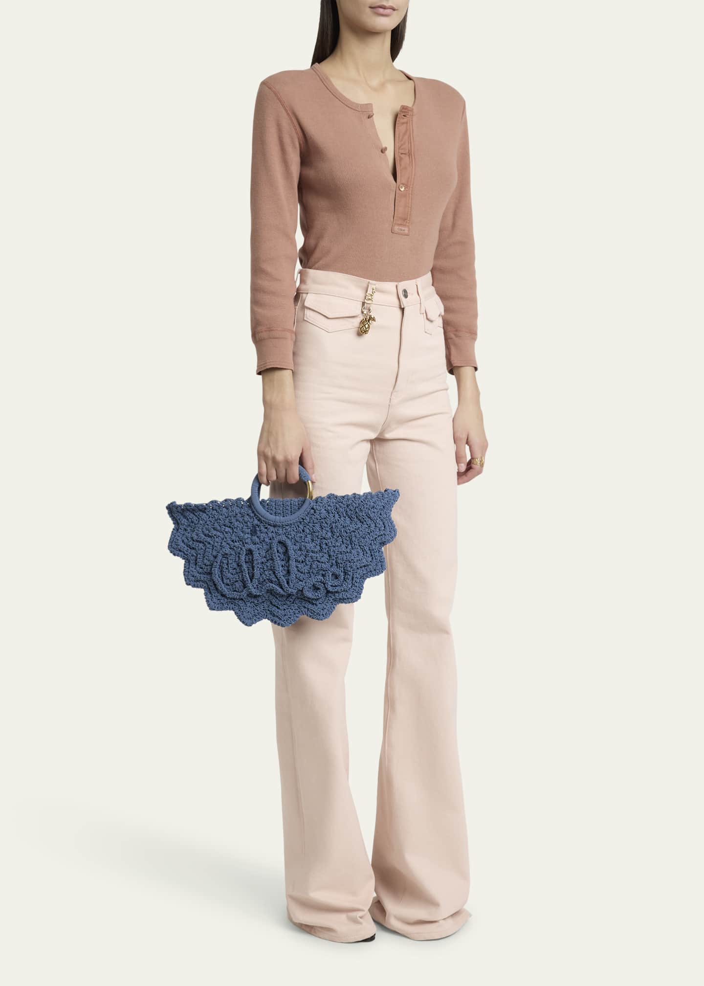 Chloe Passementerie Crochet Top-Handle Bag in Fabric Image 5 of 6